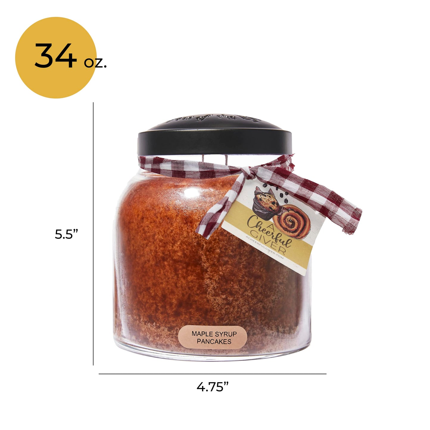 A Cheerful Giver - Maple Syrup Pancakes - 34oz Papa Scented Candle Jar with Lid - Keepers of the Light - 155 Hours of Burn Time, Gift for Women, Brown