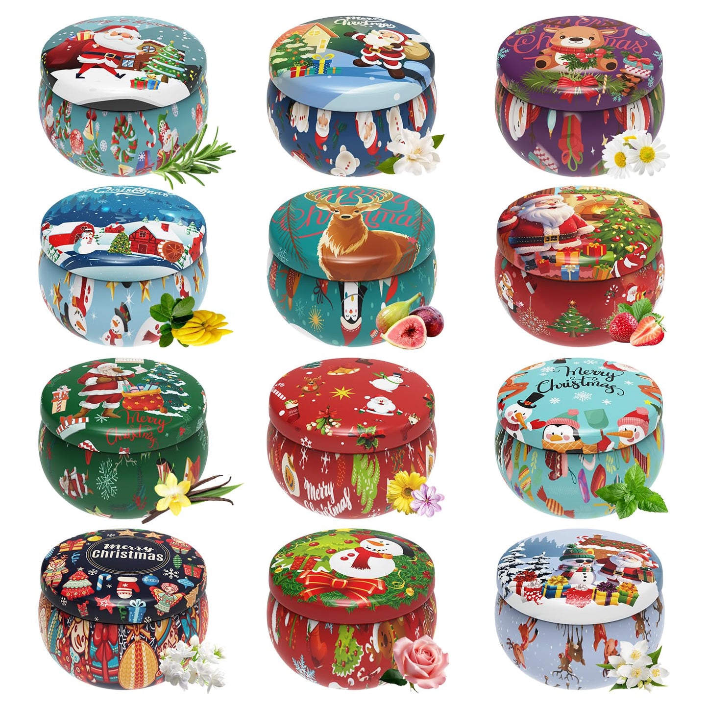 Christmas Candles Gifts Set for Women, Primevolve Scented Candles for 12 Bulk Home Aromatherapy, Strongly Fragrance Long Lasting Portable Travel Tin for Spa Bath Yoga