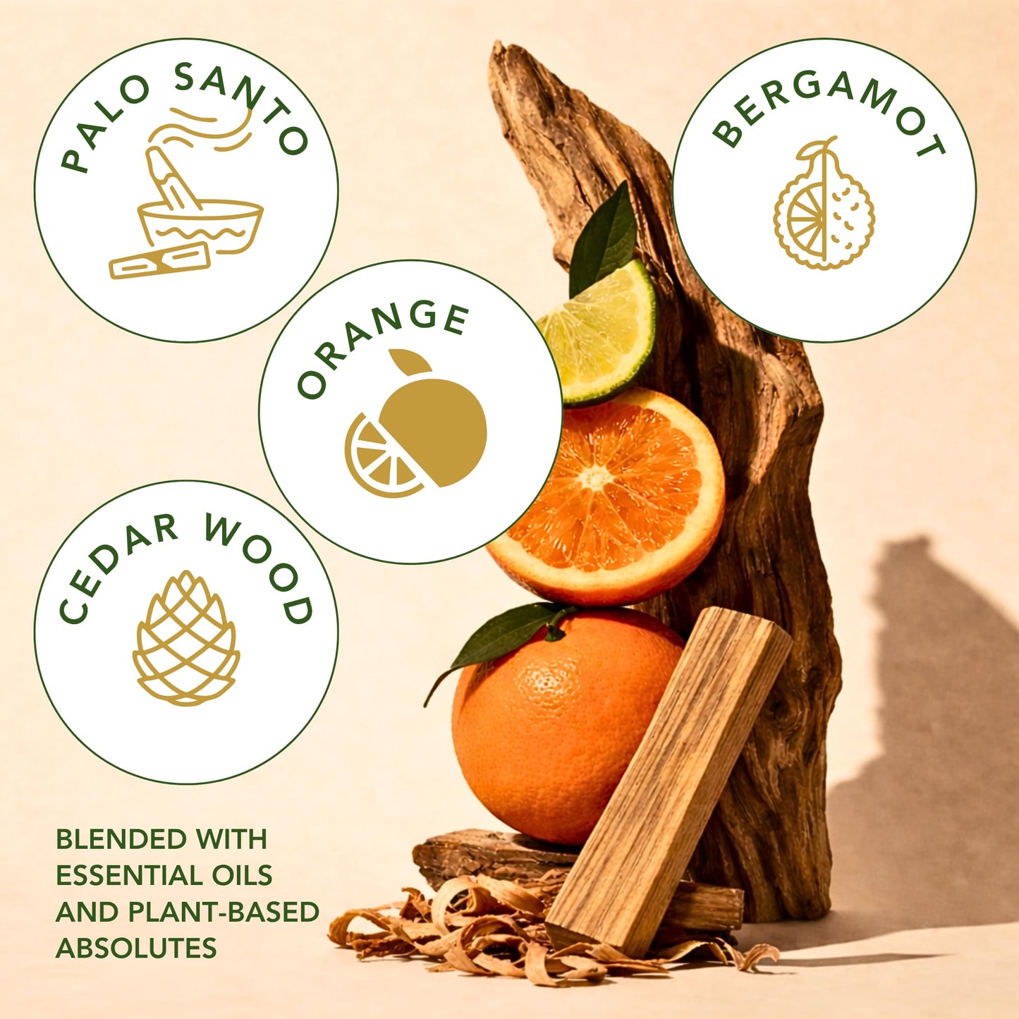 Palo Santo & Bergamot Beeswax Candle – Non Toxic Scented Candle, Clean Burning Aromatherapy Candle for Stress Relief, Grounded & Balanced, Gift for Women & Men - 5.5 OZ