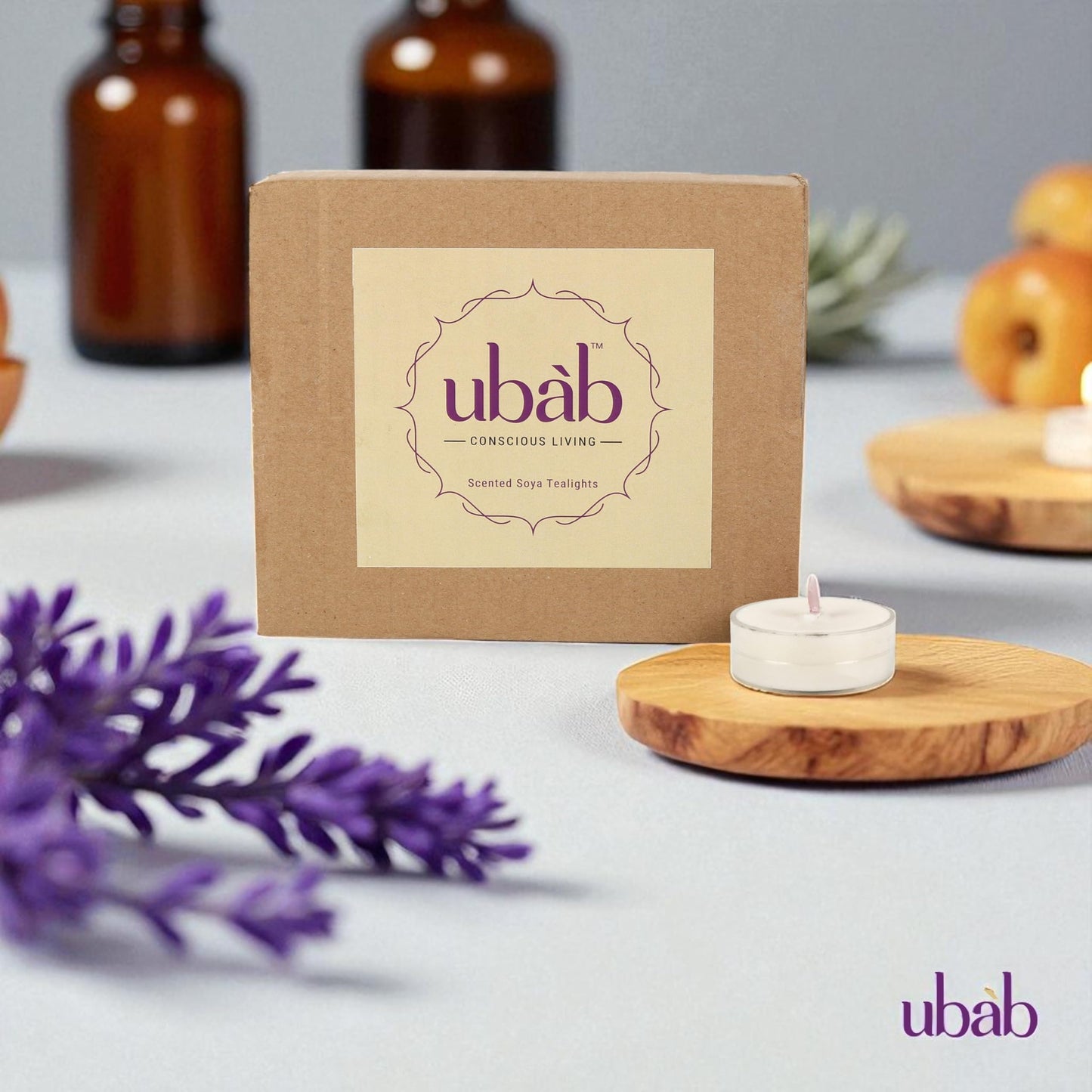 Ubab Handcrafted Scented Tealight Candle I Eco-Friendly Premium Soy Wax I Lavender Bliss I Set of 20 (38 cm X 15 cm)Tealights I 12 gm each I Upto 4.5 HRS Burn Time each I Premium Aromatherapy Candles