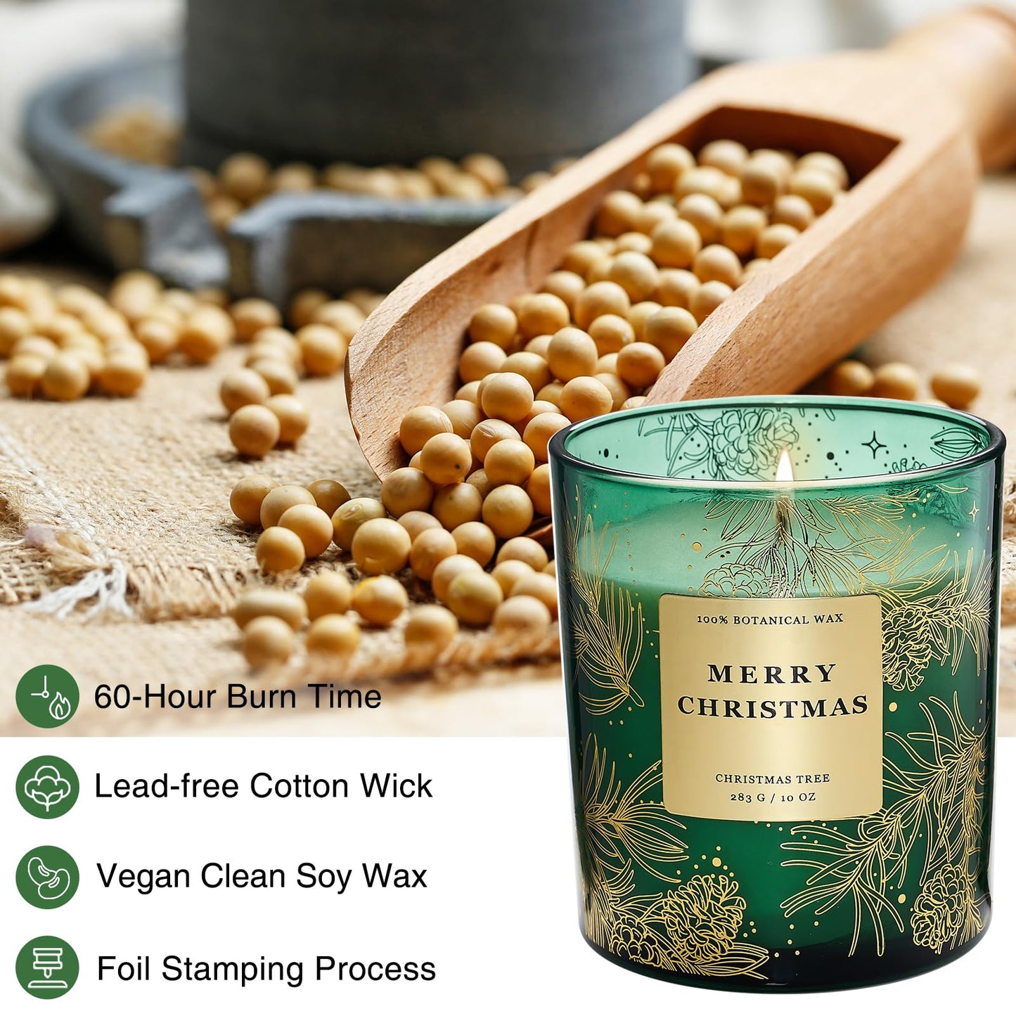 M&SENSE Holiday Scented Candle Gift for Women and Men - Christmas Tree, 10 oz Soy Wax, Birthday, Holiday, Christmas,New Year Gift