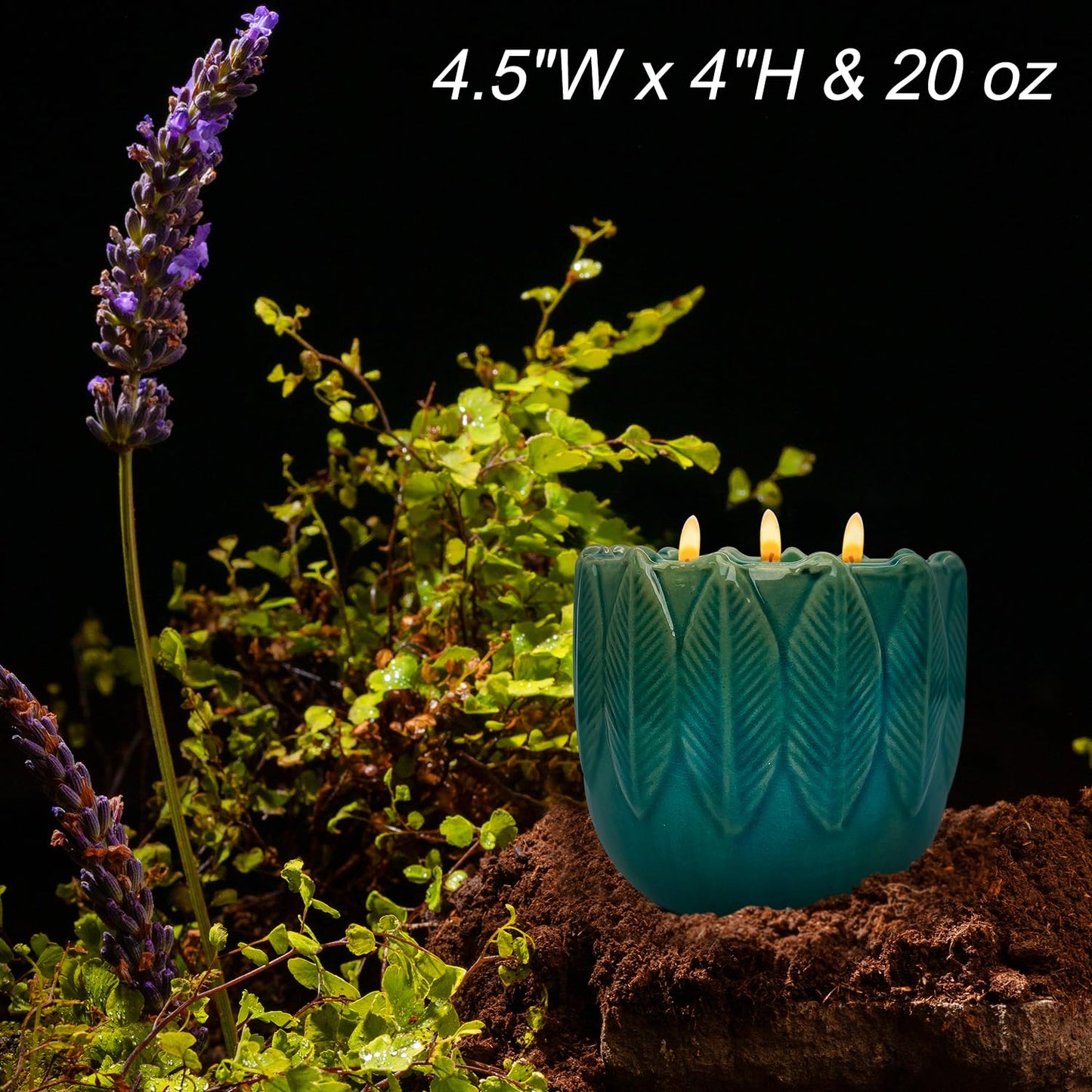 Exquisite 3-Wick Scented Candles, 20oz Natural Soy Wax in Ceramic Jar - Creamy Vanilla Aromatherapy & Citronella Outdoor Bug Repellent, 80H Long-Lasting Smokeless Candles for Home Decor Gift