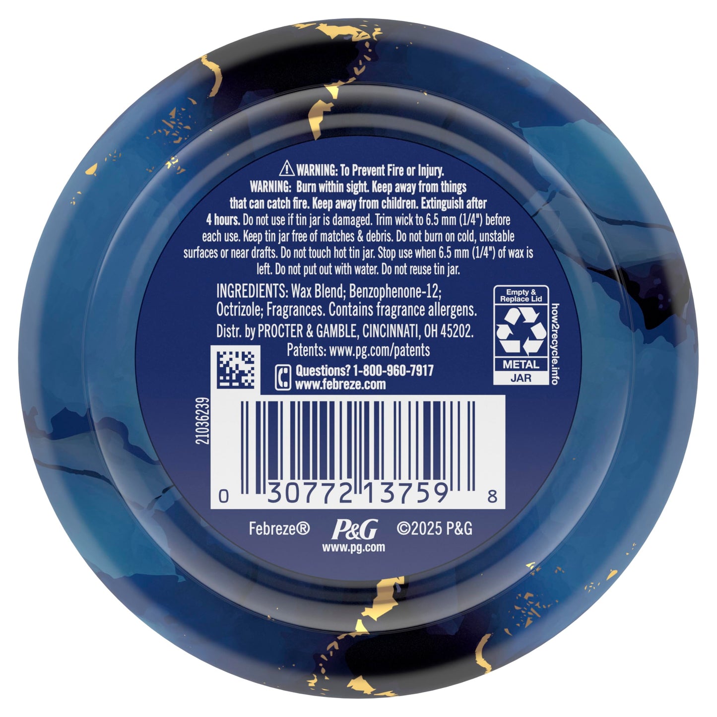 Febreze Scented Candle, Ocean Scent, 11 oz 4 Wick Candle, Single Pack
