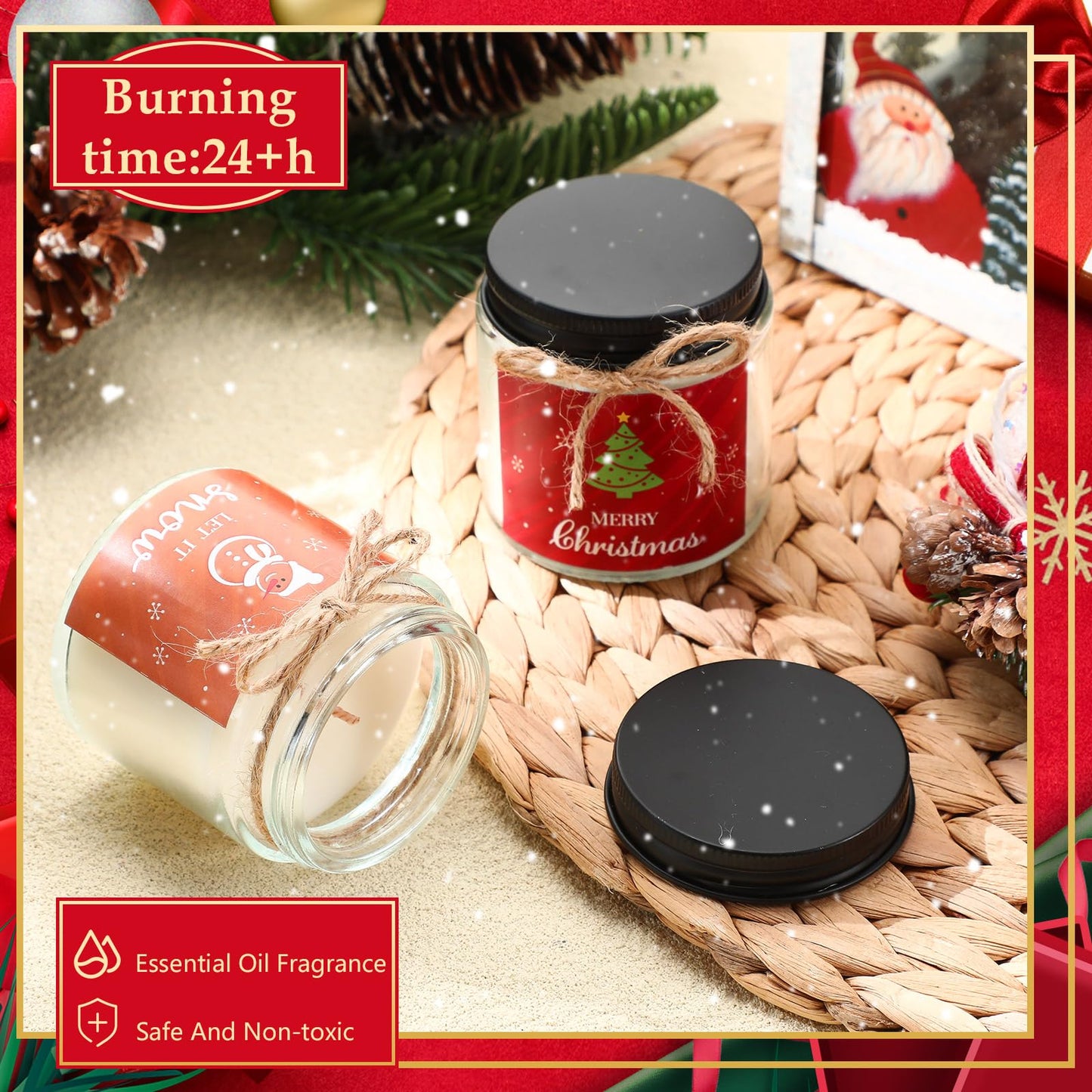 MTLEE 6 Pcs Christmas Candles Gifts Bulk Scented Candle Jars for Coworkers Women Aromatherapy Candles for Home Xmas Birthday Gifts Yoga(Bright Style)