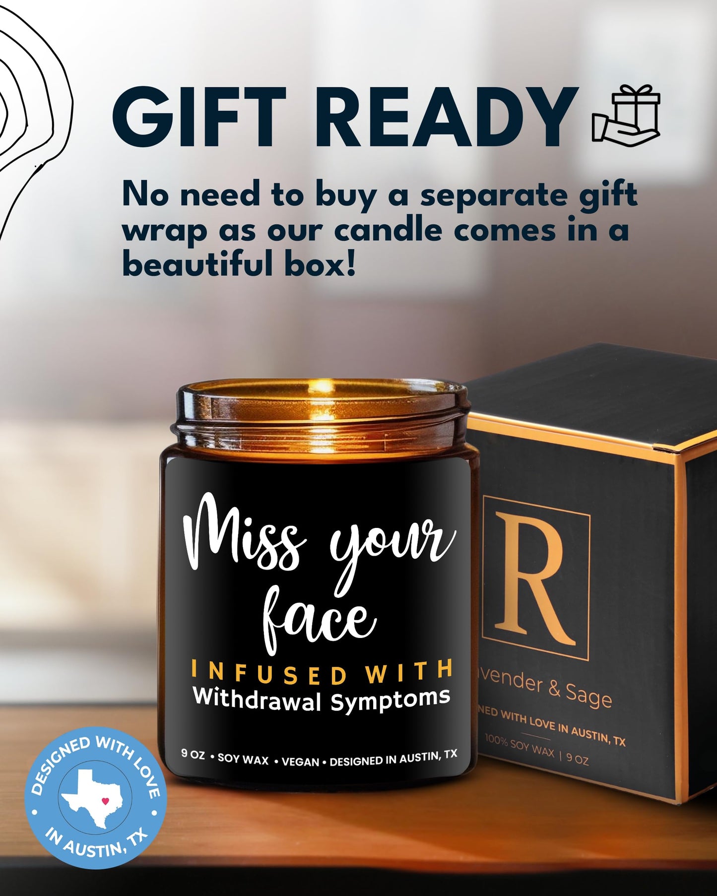 Funny Friendship Candle, Fun Presents for Women Friends, Funny Gifts for Friendship, Unique and Fun Friend Gifts for Women and Men, I Miss Your Face Candle, Birthday Presents, Christmas, Gift-Ready