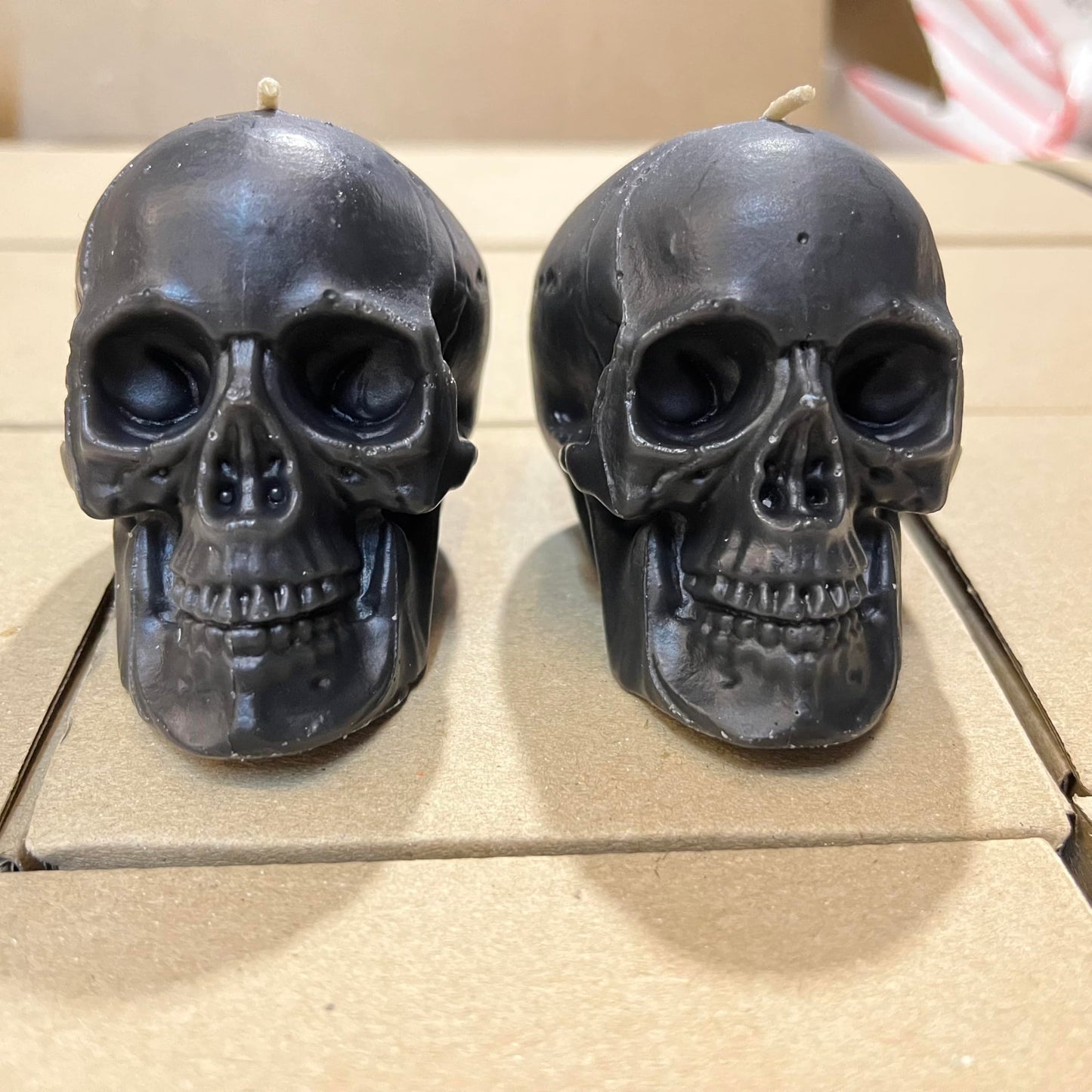 2 pcs Black Skull Candles for Spells 2.36 in Height