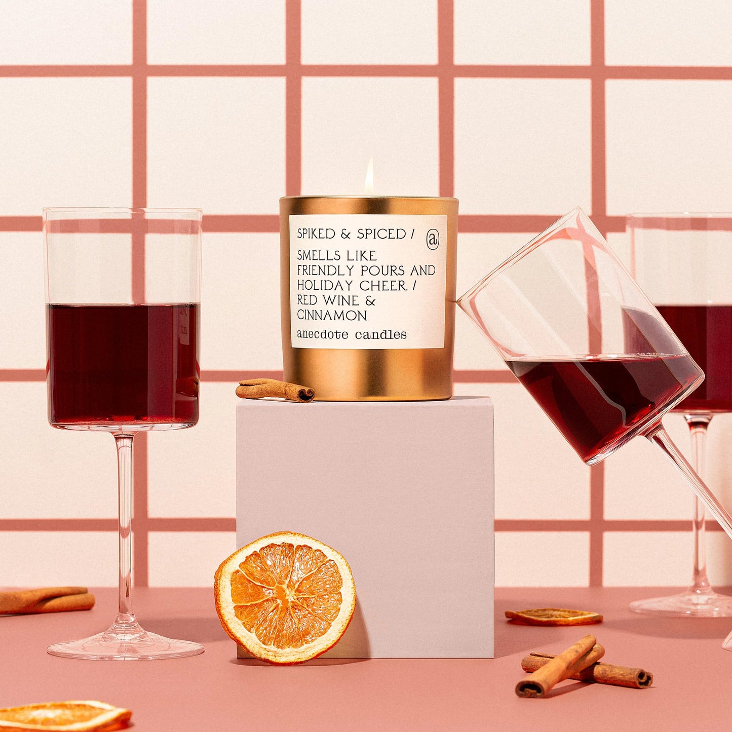 Anecdote Candles ‘Spiked & Spiced' Coconut Soy Wax Candle Jar | Premium Hand Poured & Long Burning | Red Wine & Cinnamon Scent | Phthalate-Free | for Home, Office, Gift - 9 Oz