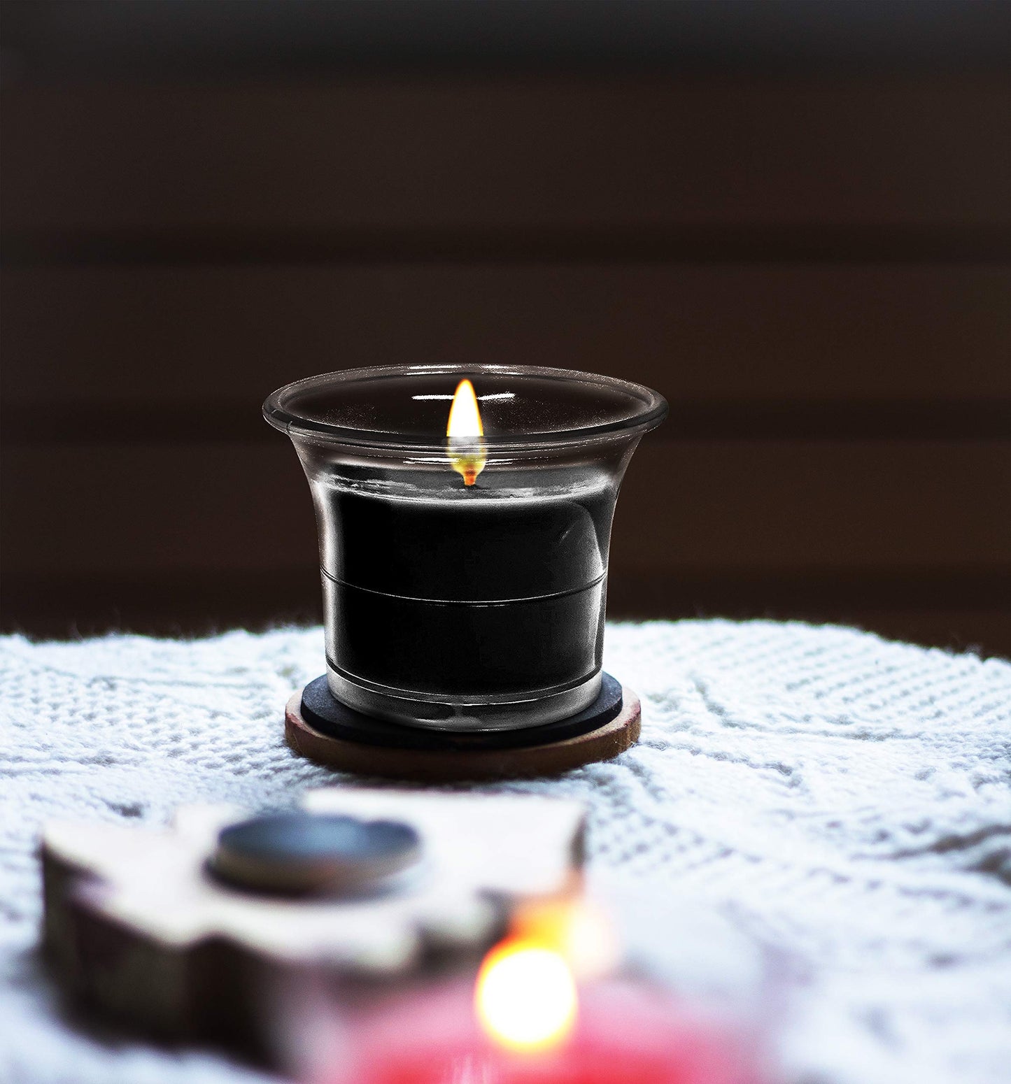 HYOOLA Clear Cup Scented Votive Candles - Black - 12 Hour Burn Time - 4 Pack - European Made