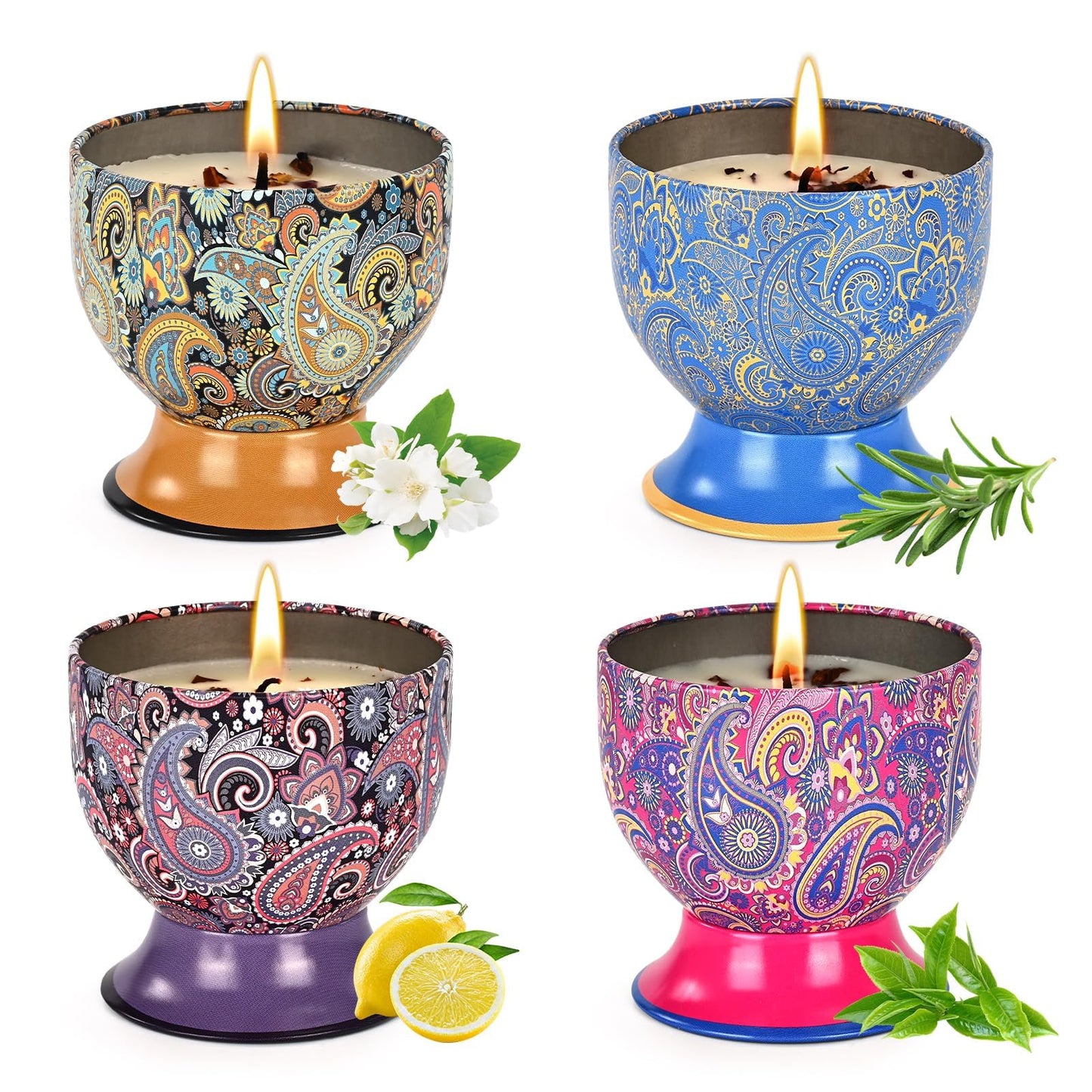 Scented Candles Gift Set of 4, Aromatherapy Candle,Natural Soy Wax Candles,Candle Gift for Women, Non-Toxic Candles for Men, Women, Friends, Birthday, Wedding