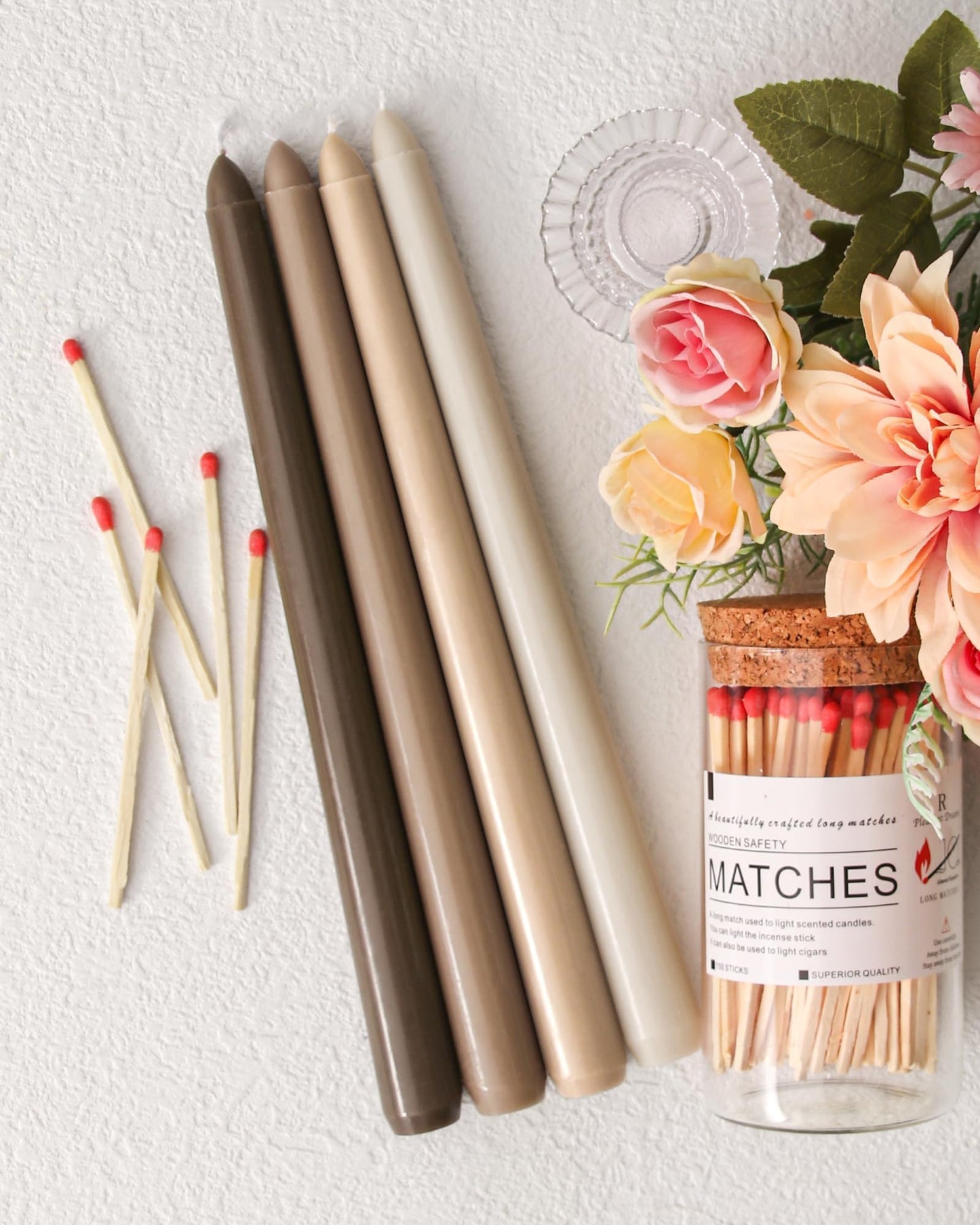 Viyffo 10-Inch Taper Candles, 12-Pack – Smokeless & Unscented Long Burning Taper Candlesticks, Hand-Poured Candles for Home Décor, Weddings & Dinner, Brown