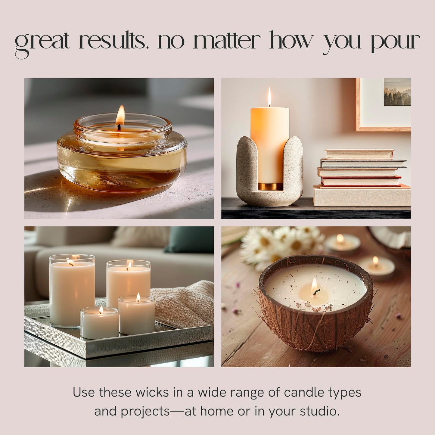 EAP Innovations 6" Eco Candle Making Wicks, Self-Trimming Design, Coreless Cotton Wicks for Candle Making, Ideal for DIY, Ideal for Low Melt-Point Waxes, Size ECO-1, Pack of 100