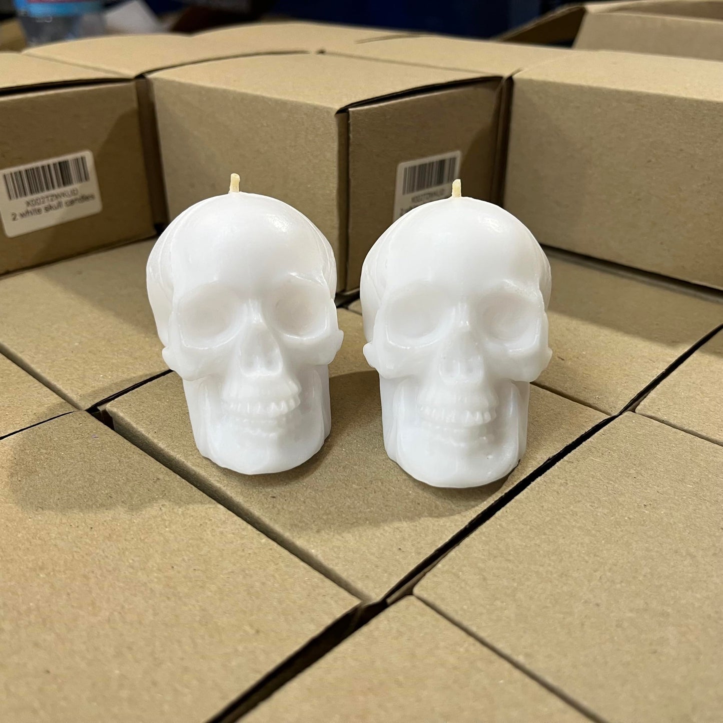 2 pcs White Skull Candles for Purity and Strength (Witches, Figure, aessthetic, Skeleton, Goth, Spooky, Ritual, Fireplace, Decorations, Bloody, Brain, Spiritual, Weird, Satanic, drip)