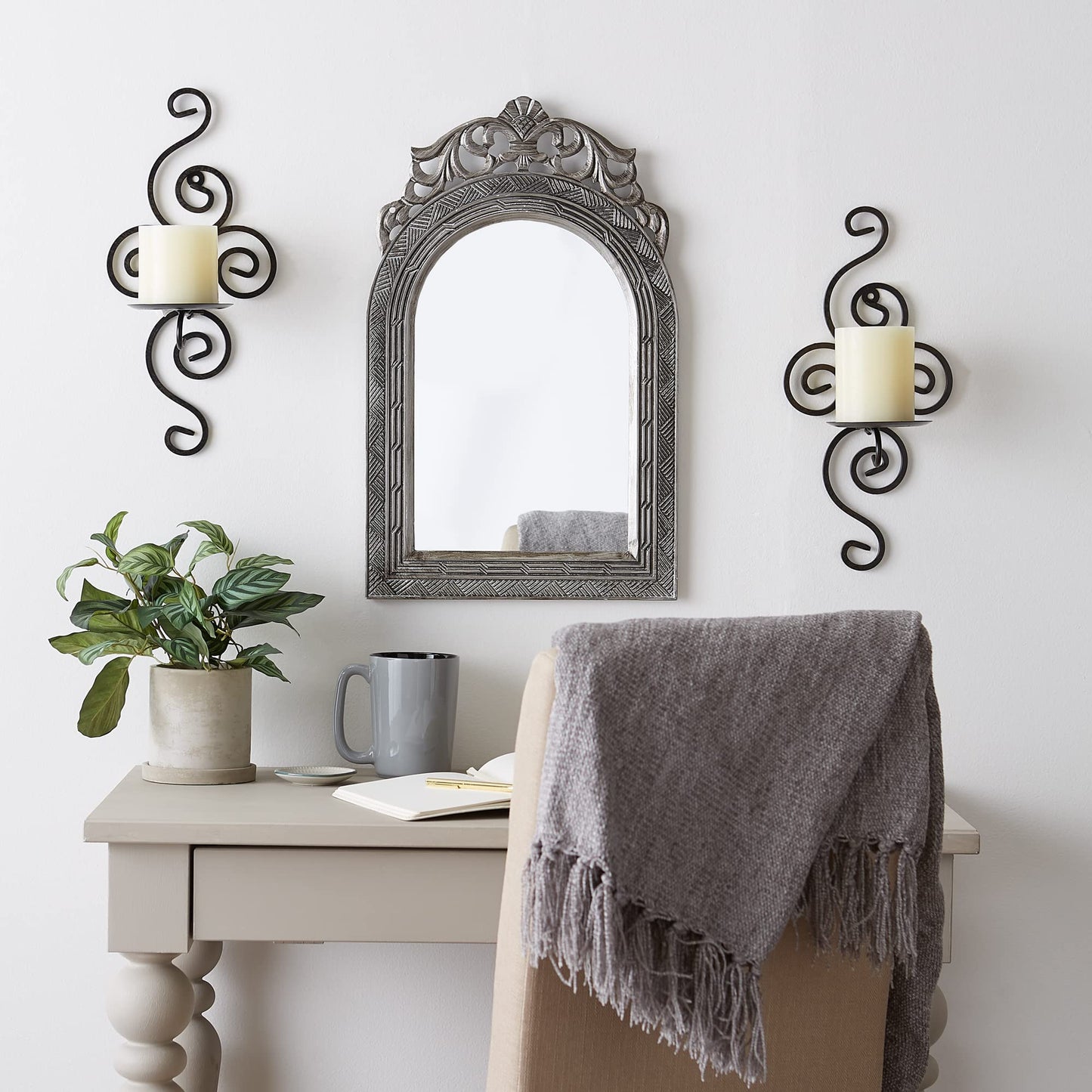Scrollwork Candle Wall Sconce 13" Tall