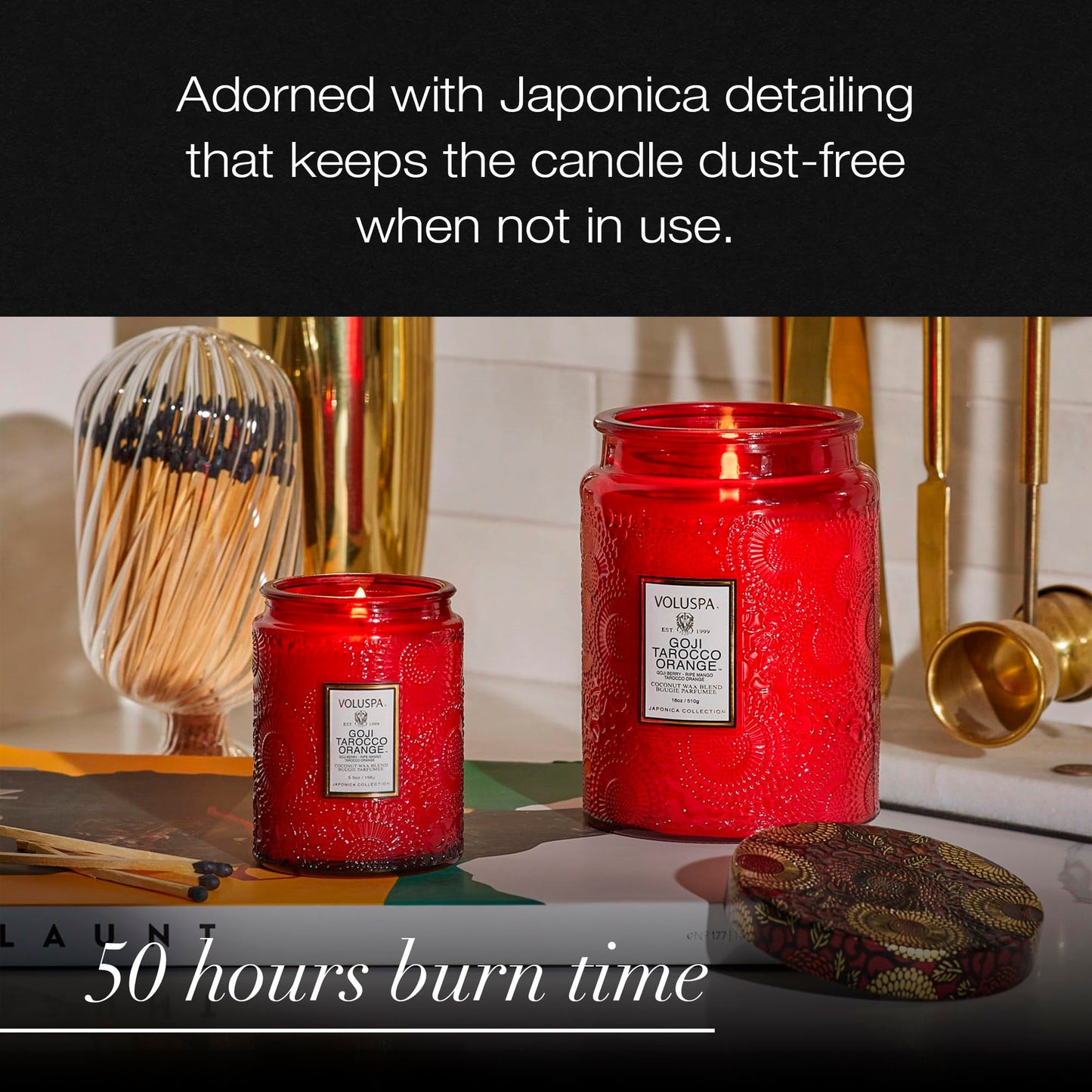 Voluspa Goji Tarocco Orange, Small Candle Jar, 5.5 oz, 50 Hour Burn Time, Coconut Wax for Clean Burning, Handcrafted in the USA