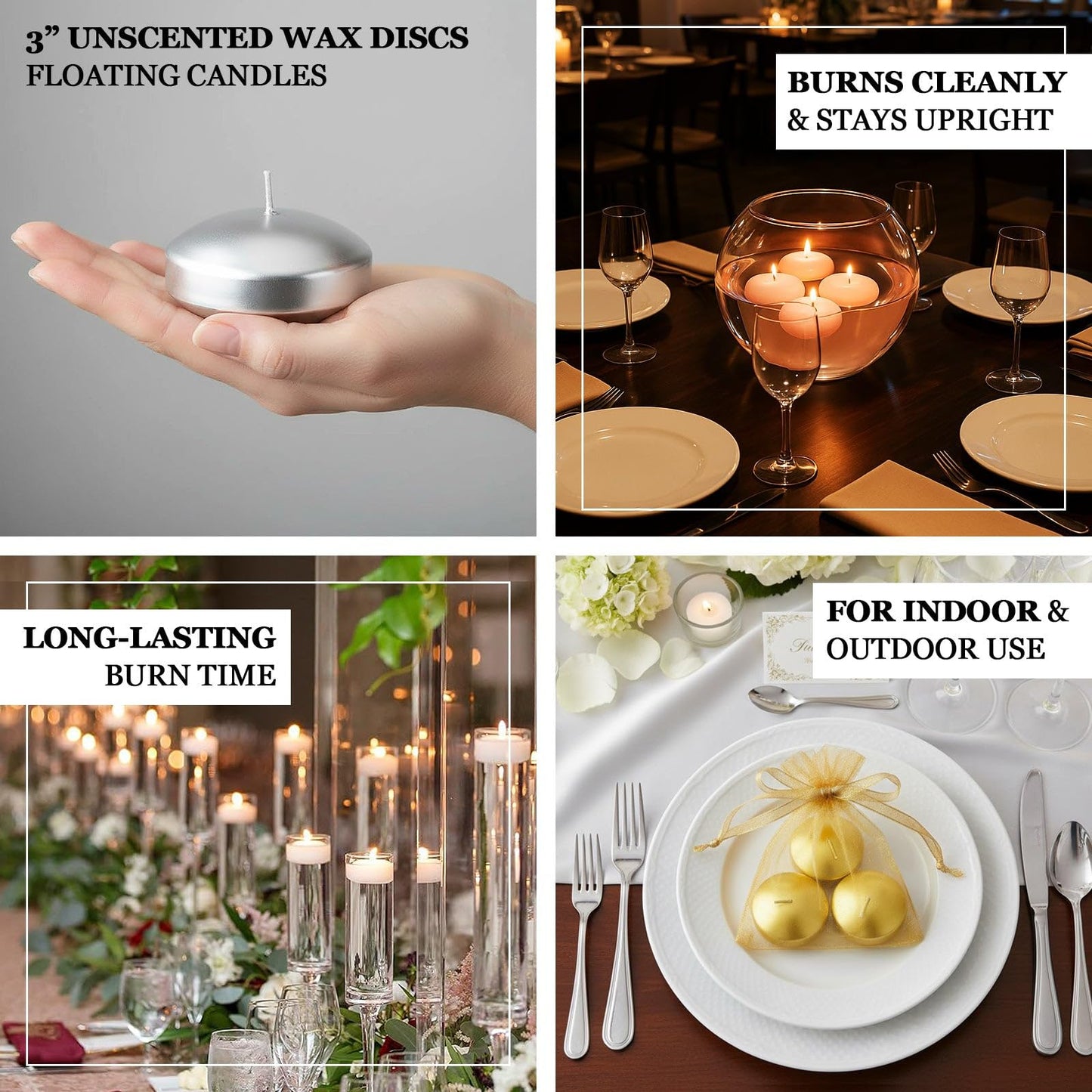 Efavormart 12 Pack 3" Blush Unscented Floating Candles, Long Burn Dripless Wax Discs with Cotton Wick for Cylinder Vases and Wedding Centerpieces