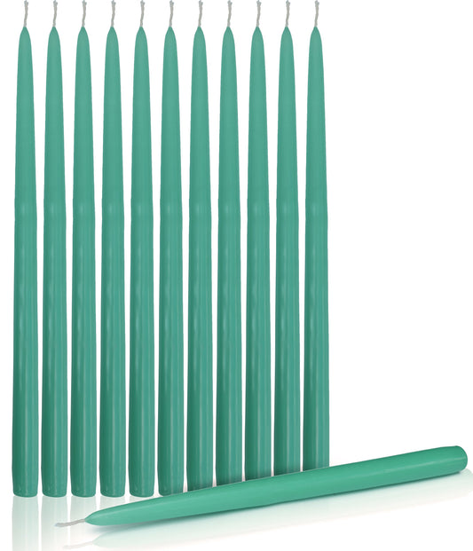 Higlow Dripless Taper Candles 15" Inch Tall Wedding Dinner Candle Set of 12 Turquoise