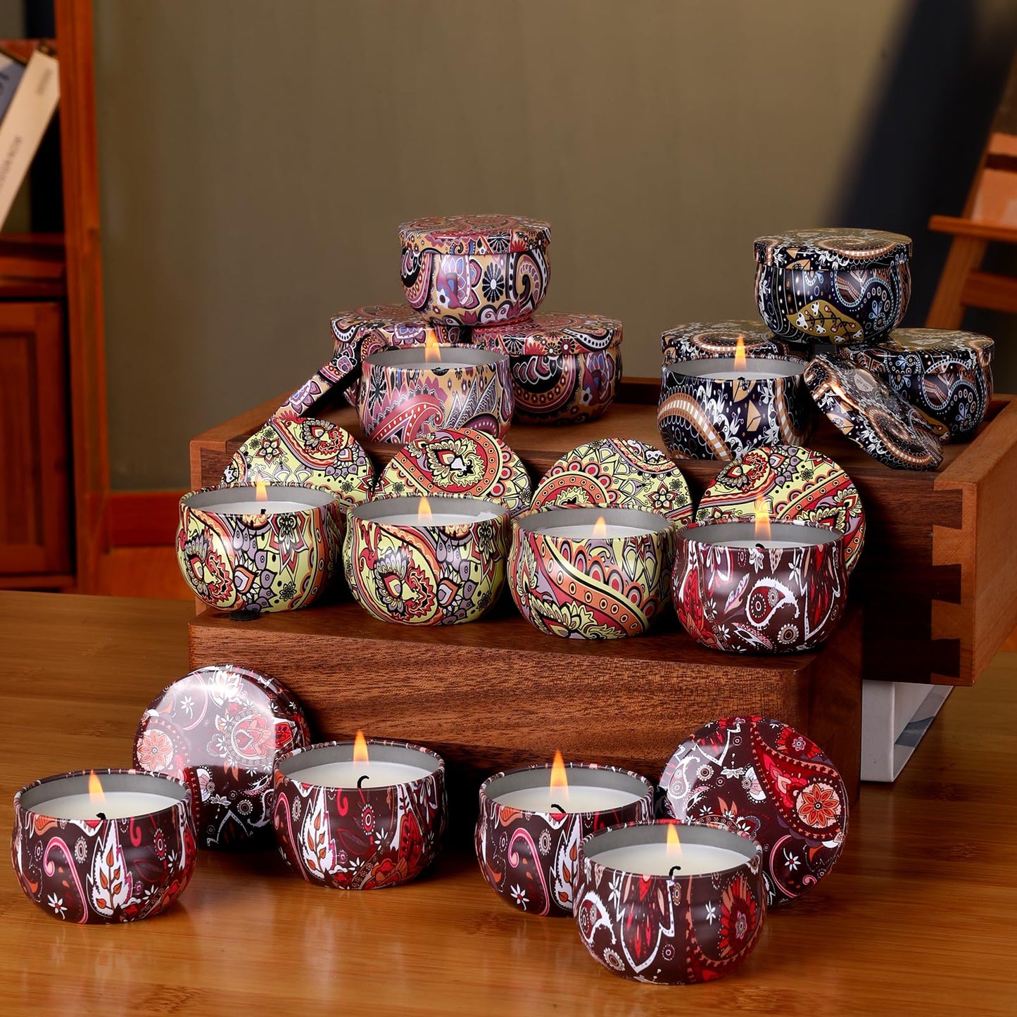 KNOURT 16 Pack Scented Candles Gift Set, Natural Soy Wax Travel Tin Candles for Home Scented, Ideal for Christmas, Birthday, Thanksgiving, Valentines Day Gifts