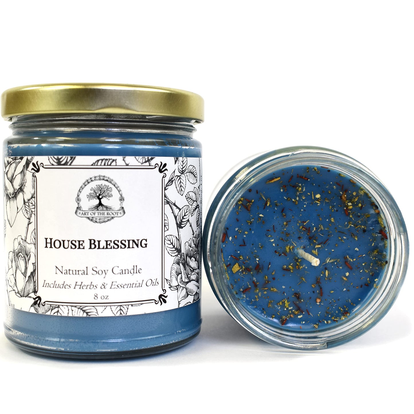House Blessing Soy Herbal Candle 9 oz | Good Fortune, Blessings, Protection, Peace & Tranquility Rituals | Wiccan, Pagan, Spirituality & Magick