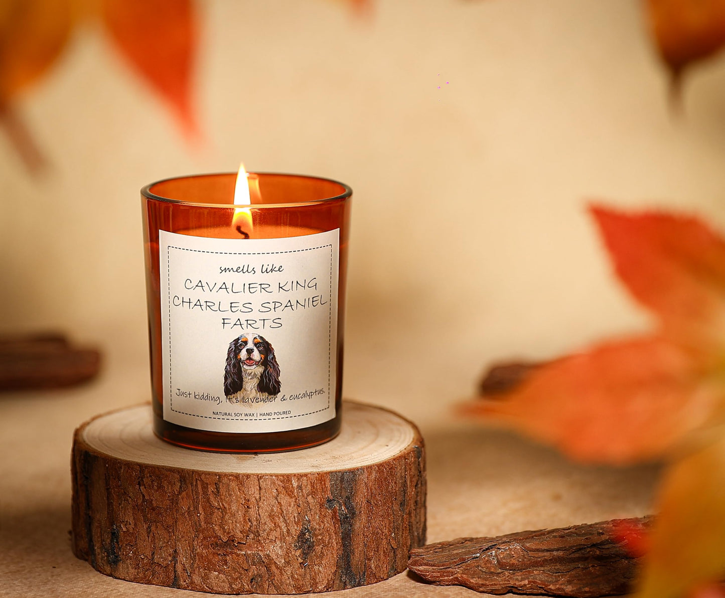 Cavalier King Charles Spaniel Gifts & Decor, King Charles Cavalier Gift, Dog Mom Gifts, Dog Farts Candle - Lavender & Eucalyptus, Crafted by Natural Soy Wax & Natural Essential Oils