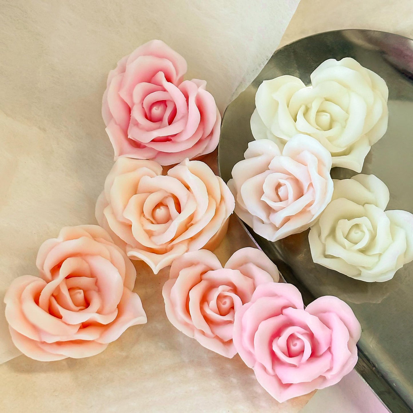 2 Pack Flower Succulent Candle Mold - Rose Heart - Resin Casting Silicone Molds for Home Decor & Candle Making Wave Spiral Mold