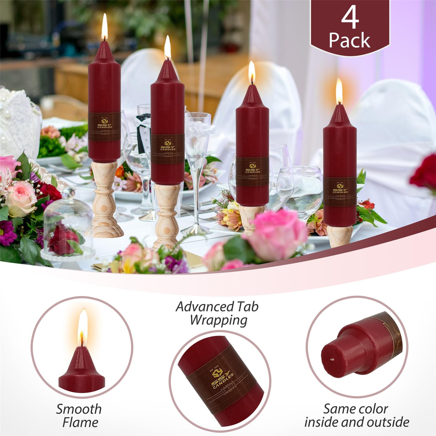 Gedengni Short Taper Candle Red Candlesticks,5inch Cute Candle Sticks Small Twisted Candlestick Spiral Tapered Candles for Home Décor Weddings Holiday Women Gifts (7D4PC-RED)