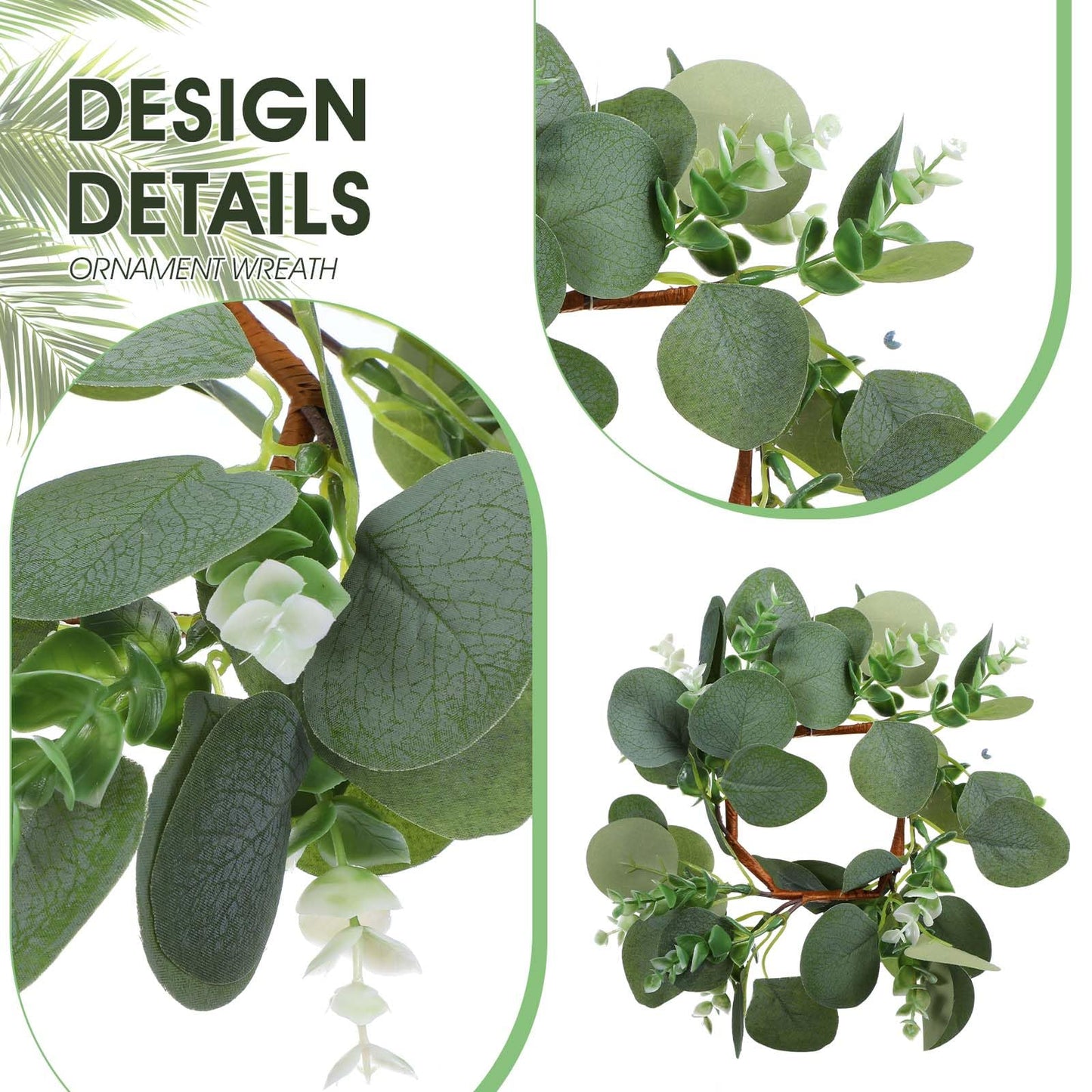 10 Pcs Candle Rings Eucalyptus Wreath, 9.8 Inch Green Artificial Eucalyptus Leaves Wreaths Candle Wreath Rings for Wedding Home Door Window Wall Tabletop Indoor Wreaths Decorating