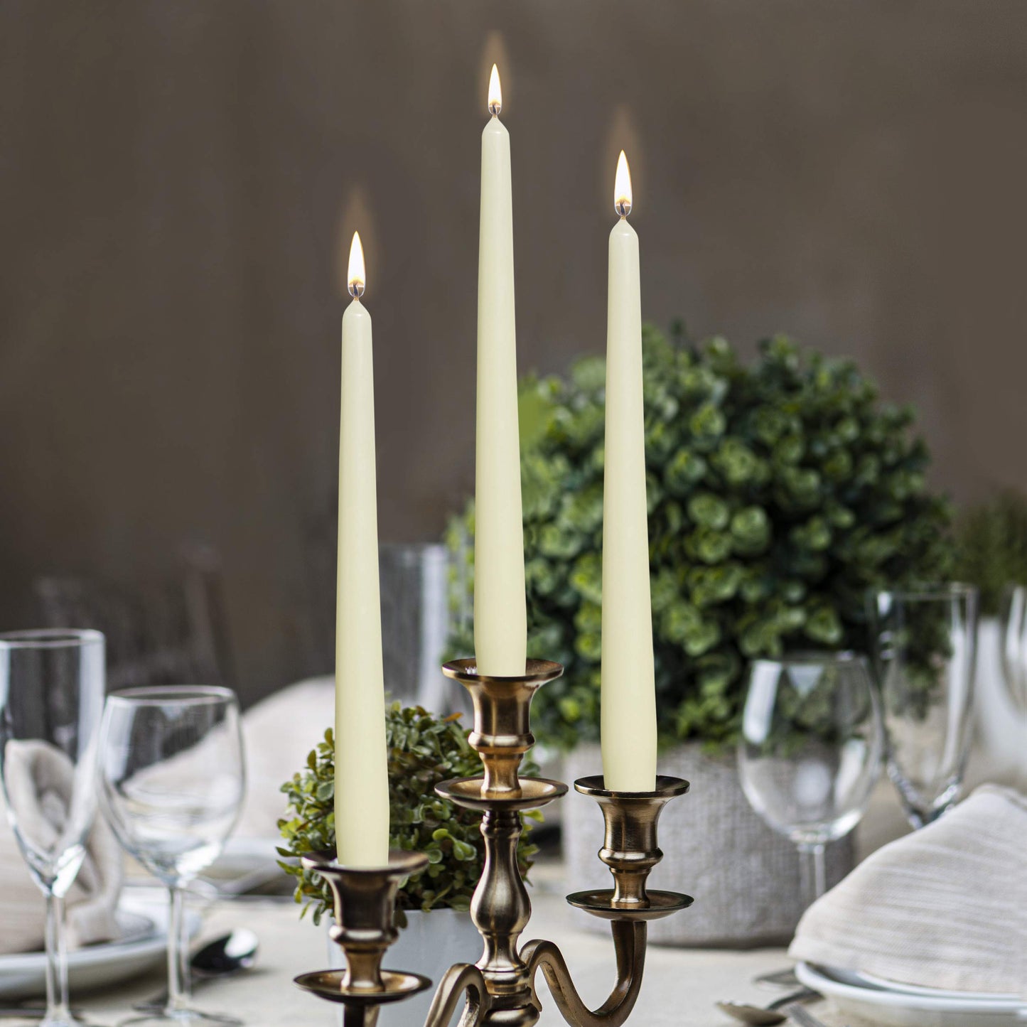 BOLSIUS Ivory Taper Candles - 12 Pack Individually Wrapped Unscented 10 Inch Dinner Candle Set - 8 Burn Hours - Premium European Quality - Smokeless & Dripless Household Wedding & Party Candlesticks