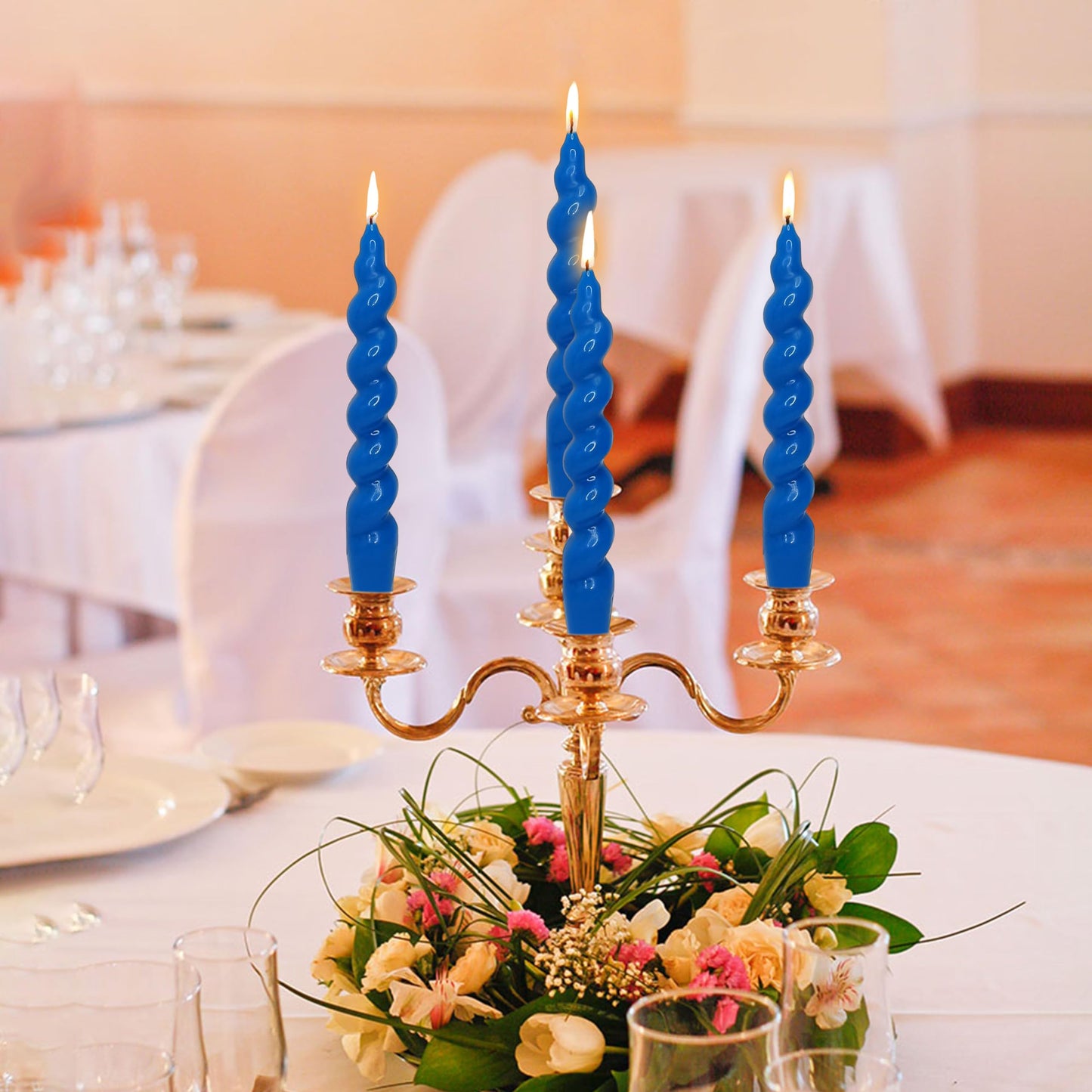 Spiral Taper Candle Blue Candlesticks Blend Twisted Candles Unscented Candles Cute Candle Sticks for Home Décor Weddings Festive Seasons Holiday