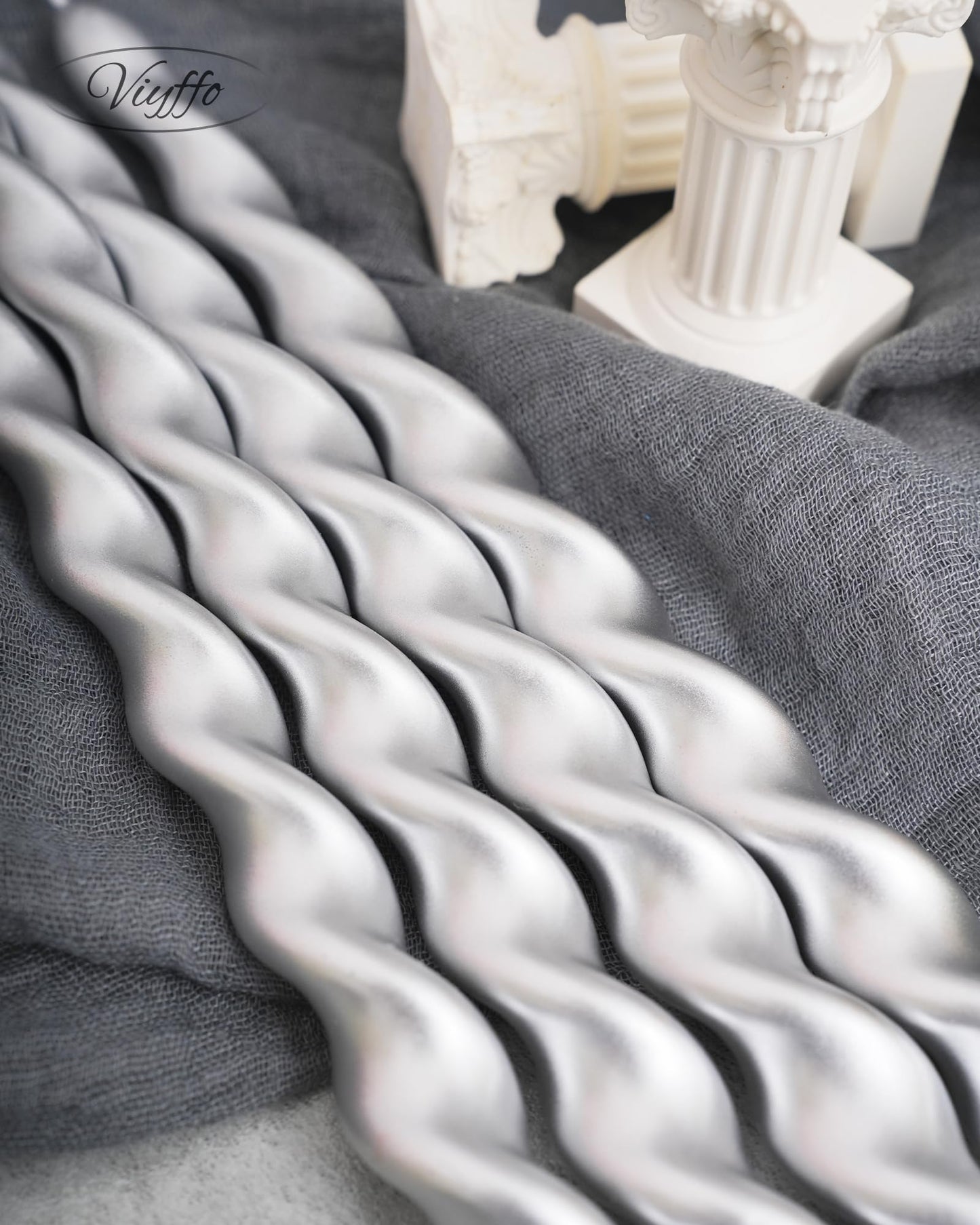Viyffo Spiral Taper Candles 12 Inch – 4 Pack Silver, Dripless, Unscented, Smokeless – 9 Hour Burn – Tall Candlesticks for Wedding, Dinner, Holiday, Party, Home Decor