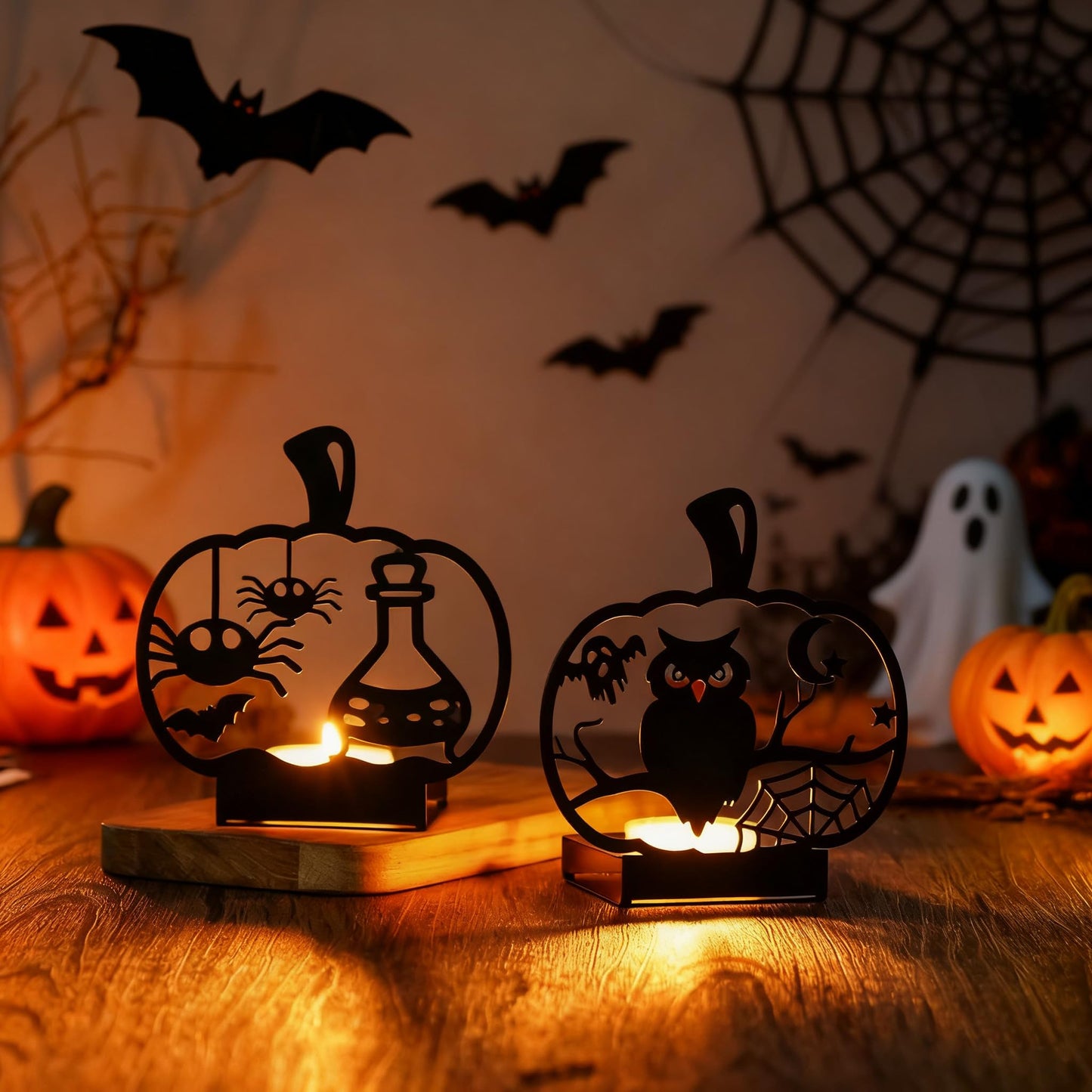 Candle Holders Bulk for Holiday Decor Indoor Outdoor Decorations for Halloween Party Table Kitchen Fireplace Bookshelf Desk Table Seasonal Display
