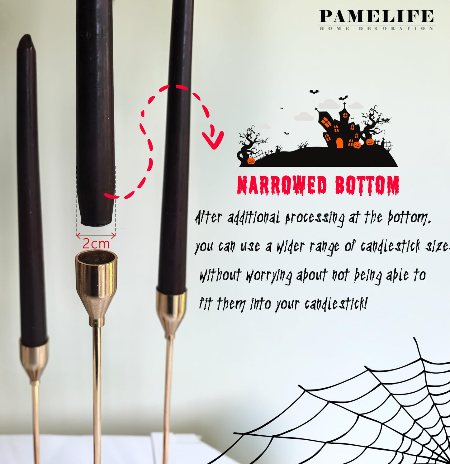 PAMELIFE 10-inch Bleeding Vampire Taper Candles, Black Blood Dripping Candlesticks, Ritual Spell Unscented Gothic Witch Taper Candles - Set of 6