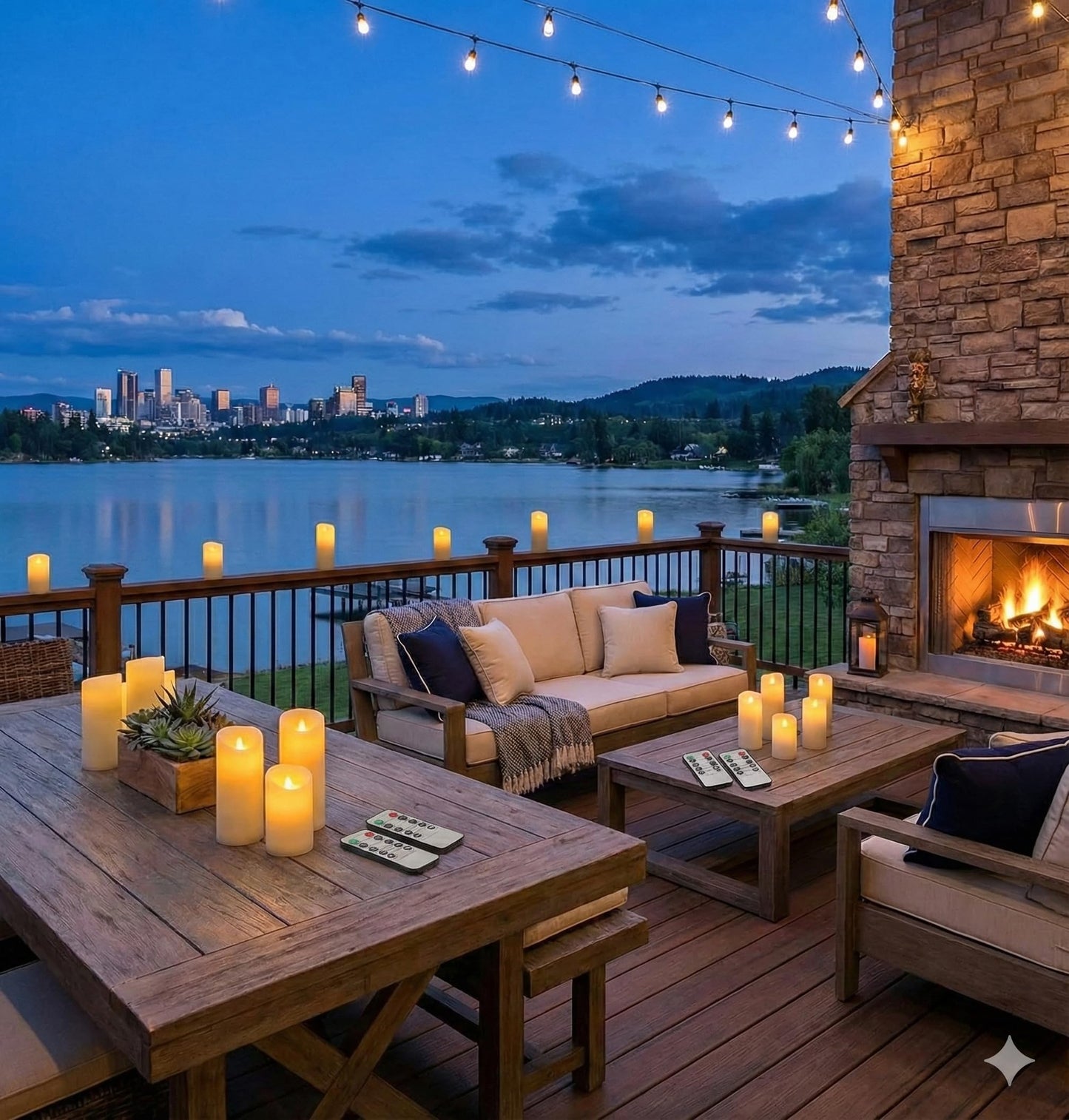 Set of 24 Slim Outdoor LED Candles, Battery Operated Flickering Fake Candles with 10-Key Timers for Patio & Porch Decor, 2.2 Inch Diameter Waterproof Resin Pillars for Large Events & Sconces (White)