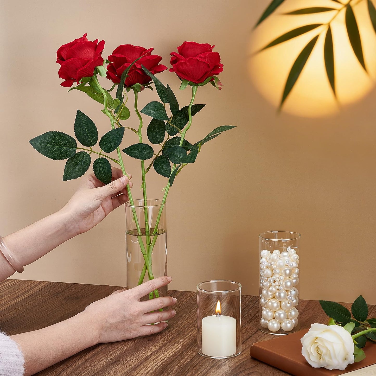 GLASSWINDS 12Pcs Glass Cylinder Vases 4,6,7.8Inch Tall Clear Flower Vases for Centerpieces Floating Candle Vase Bulk, Hurricane Candle Holder for Table Wedding Office Party Formal Dinners