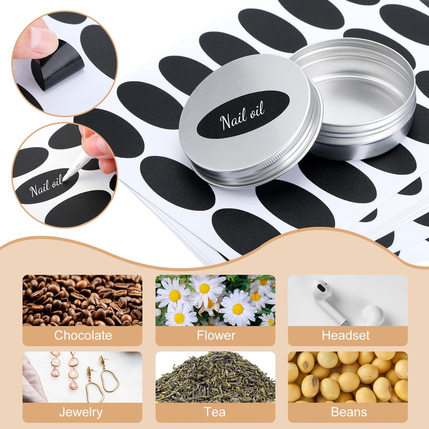 Zubebe 200 Pack Metal Tins with Lids Bulk Screw Top Aluminum Tin Containers Round Tin Cans for Cosmetic Lip Balm DIY Salves Candles Wax with 5 Markers 10 Sheets Label Stickers (Silver,2 oz)