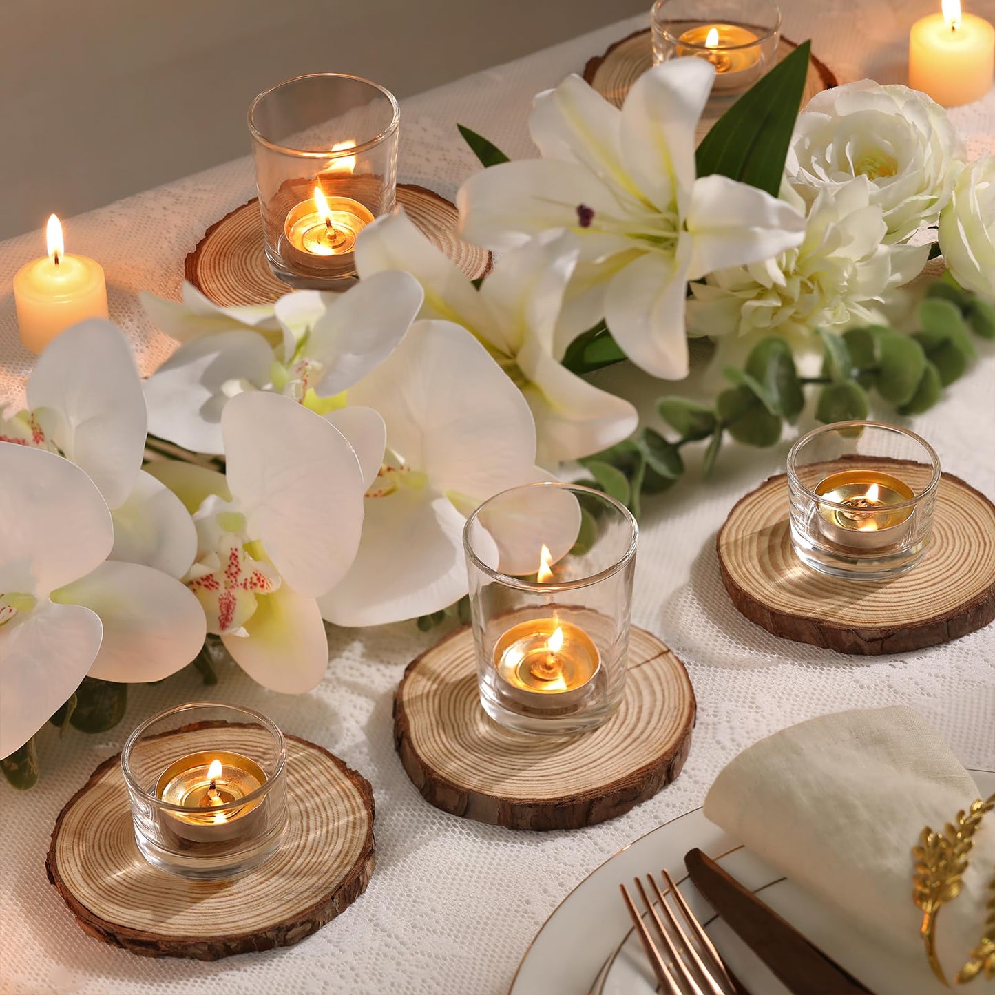 NITIME 12 Pcs Assorted Votive Candle Holders, Clear Glass Candle Holder for Floating Candles, Tealight Candle Holder for Table Centerpiece, Wedding and Party Decor