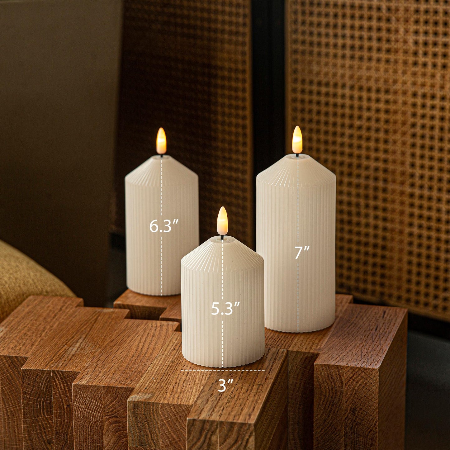 LUSHARBOR Flameless Candles with Remote, 3 Pack Battery Operated Candles Flickering Real Wax LED Fake Pillar Candles with Timer for Wedding Home Party, White