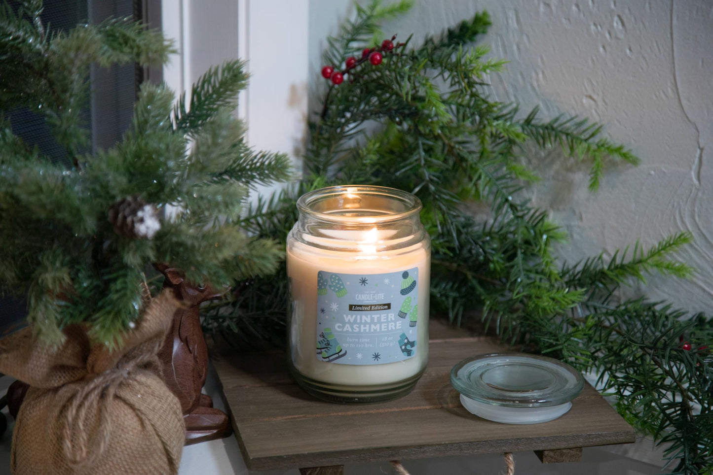 Candle-lite Holiday Scented Candles, Golden Saffron & Bourbon Caramel Blend, 18 oz Single-Wick Jar, Proudly Poured in USA, Christmas Home Decor, 110 Hours of Burn Time, Holiday Gift for Men and Women