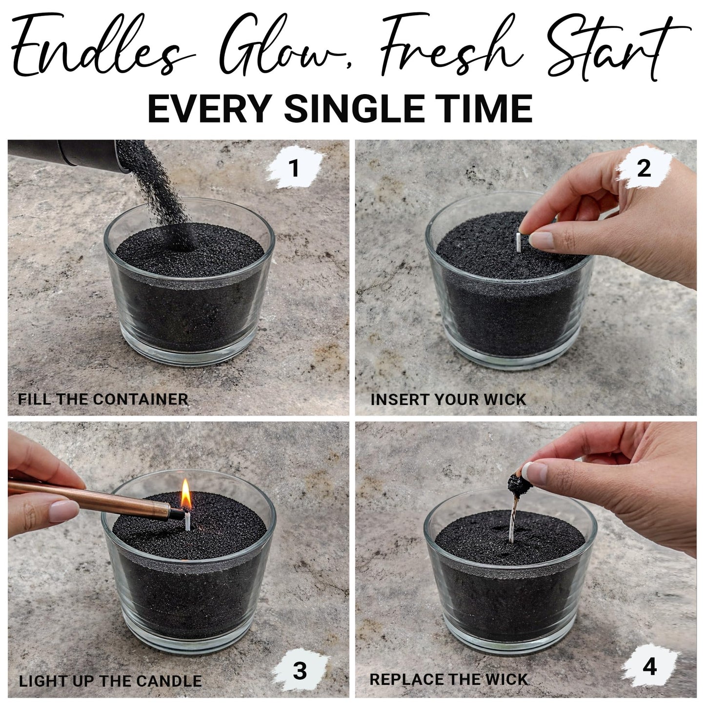 Fiora Naturals Pearled Candle Sand with Wicks – 1 Lb Sand Wax Beads & 20 Cotton Wicks – DIY Refillable Candle Making Kit, Long-Lasting, Smoke-Free, Clean Burning Snow Candles