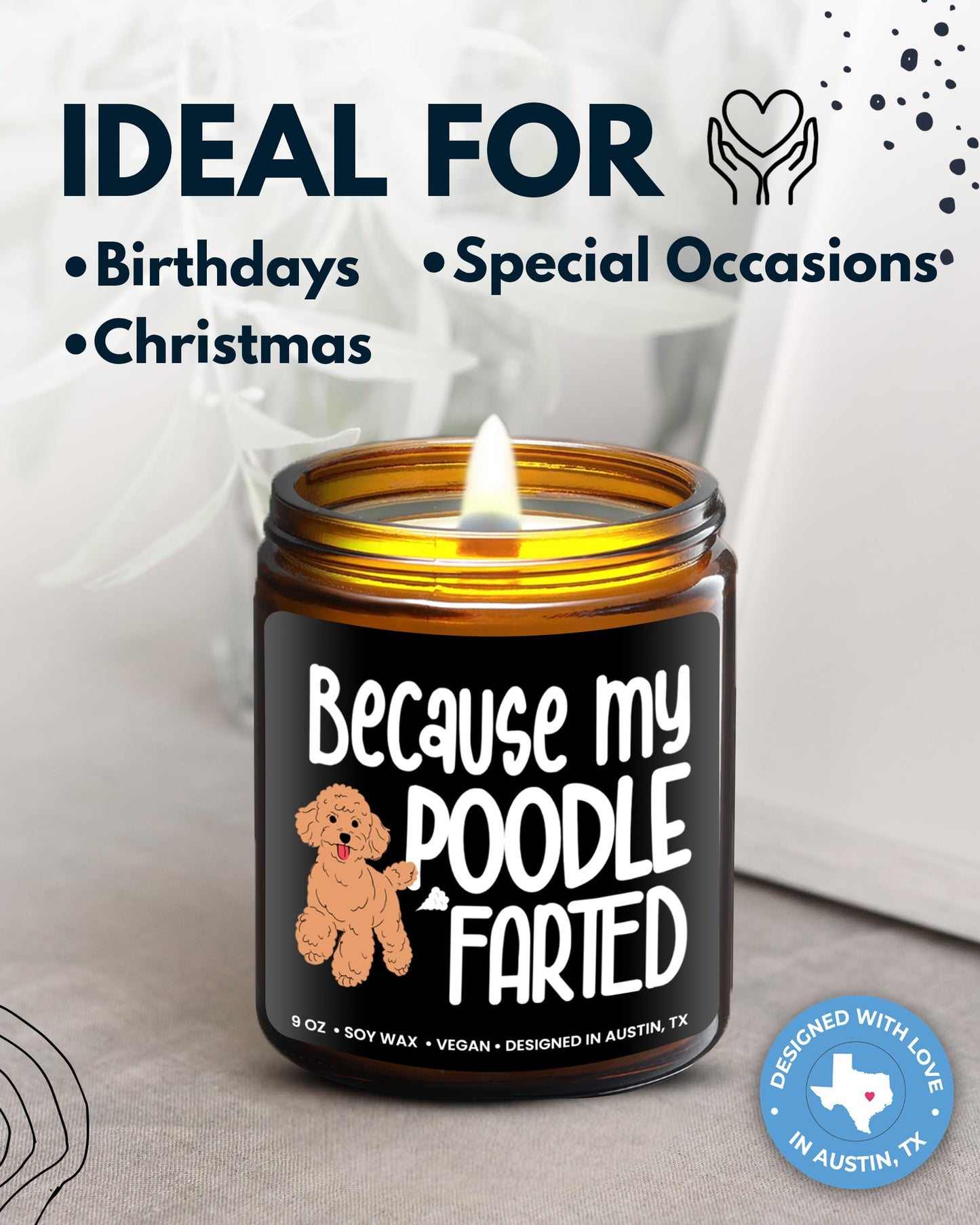 Funny Poodle Candle, Poodle Gifts for Women and Men, Unique Funny Pet-Themed Gift Ideas for Her, Best Present for Pet Lovers, Perfect Present for Dog Mom and Dog Dad, Birthday, Christmas, Gift-Ready