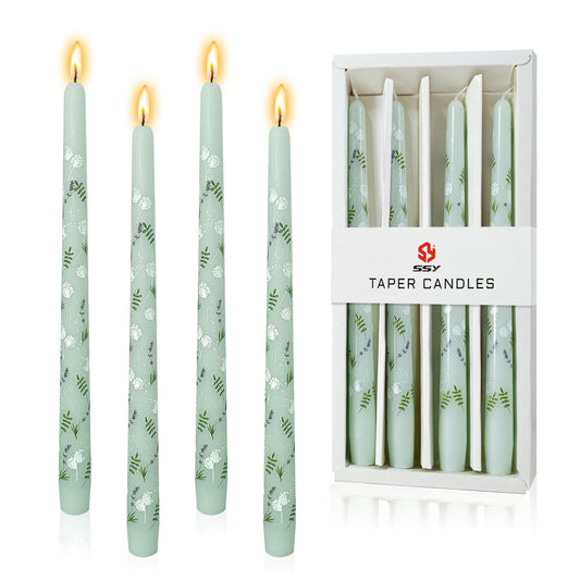 10 inch Blue Taper Candles Set of 4 - Dandelion Taper Candles Smokeless Candle - Slow Burning Candle Sticks for Home Wedding Dinner Holiday Party