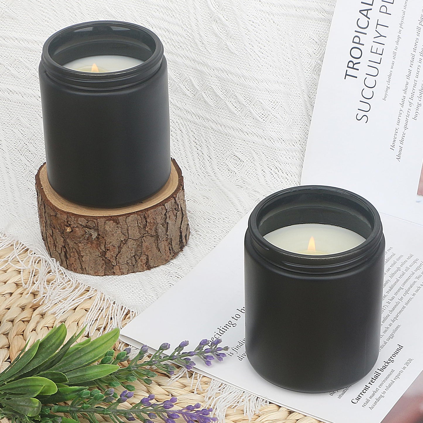 MILIVIXAY 20 Pack 8 OZ Thick Glass Matte Black Candle Jars with All Black Metal Lids-Bulk Empty Candle Jars for Making Candles-Canning Jar for Spice, Liquid, Sample- Dishwasher Safe.