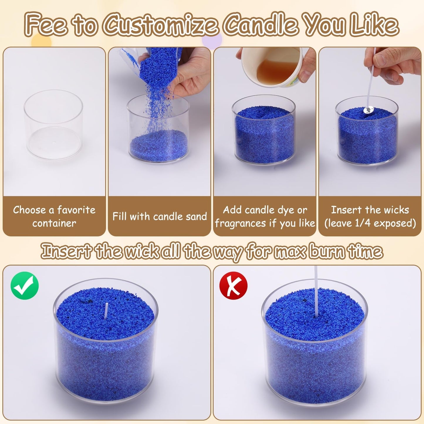MECCANIXITY Pearled Sand Candles with 30 Pcs Wicks 14Oz / 400g Candle Beads Refillable Powder Sand Wax Making Kit for Thanksgiving Christmas Wedding Party DIY Home Crafts, Pink
