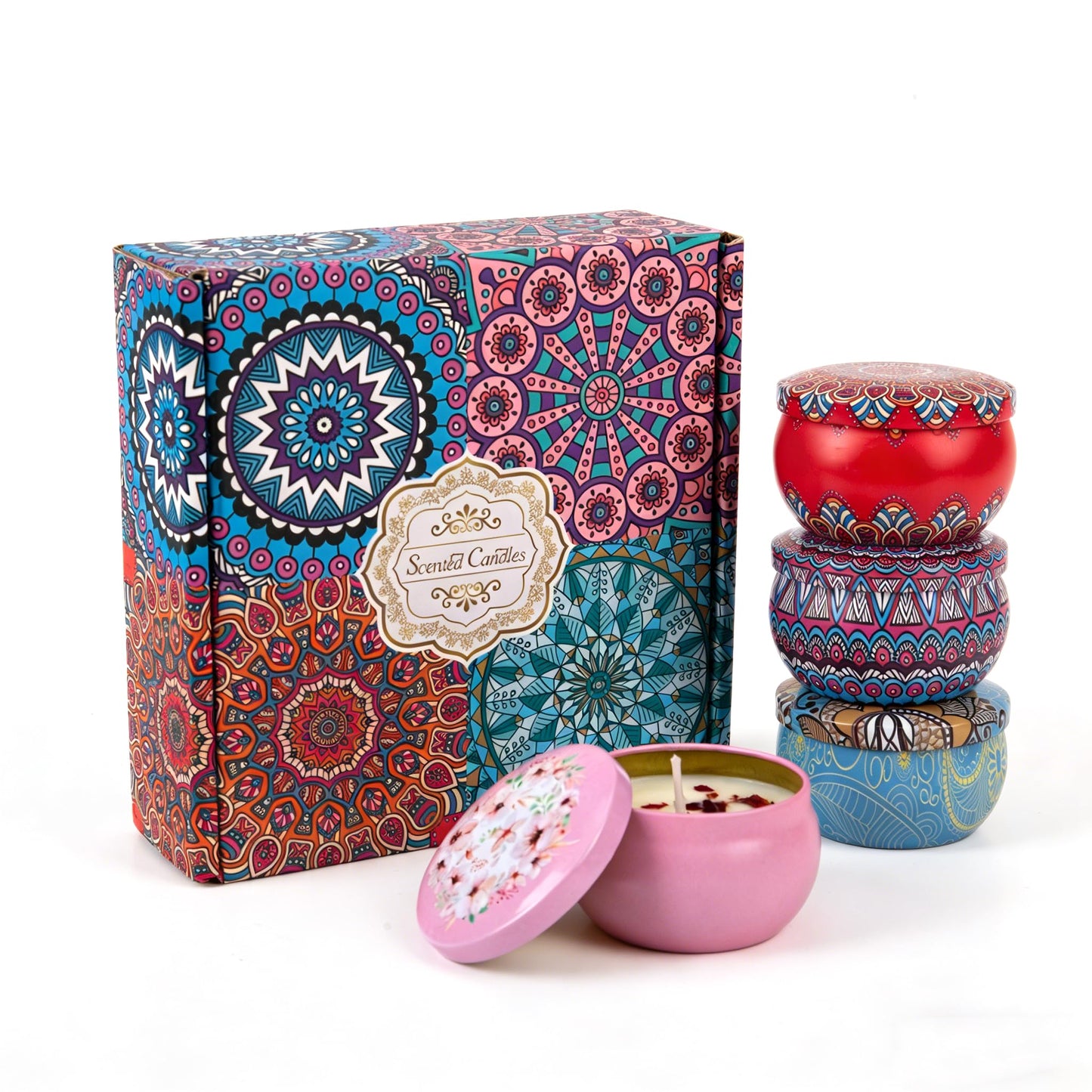 Scented Candles Gift Set, Natural Soy Candles Non Toxic, 4 Pack
