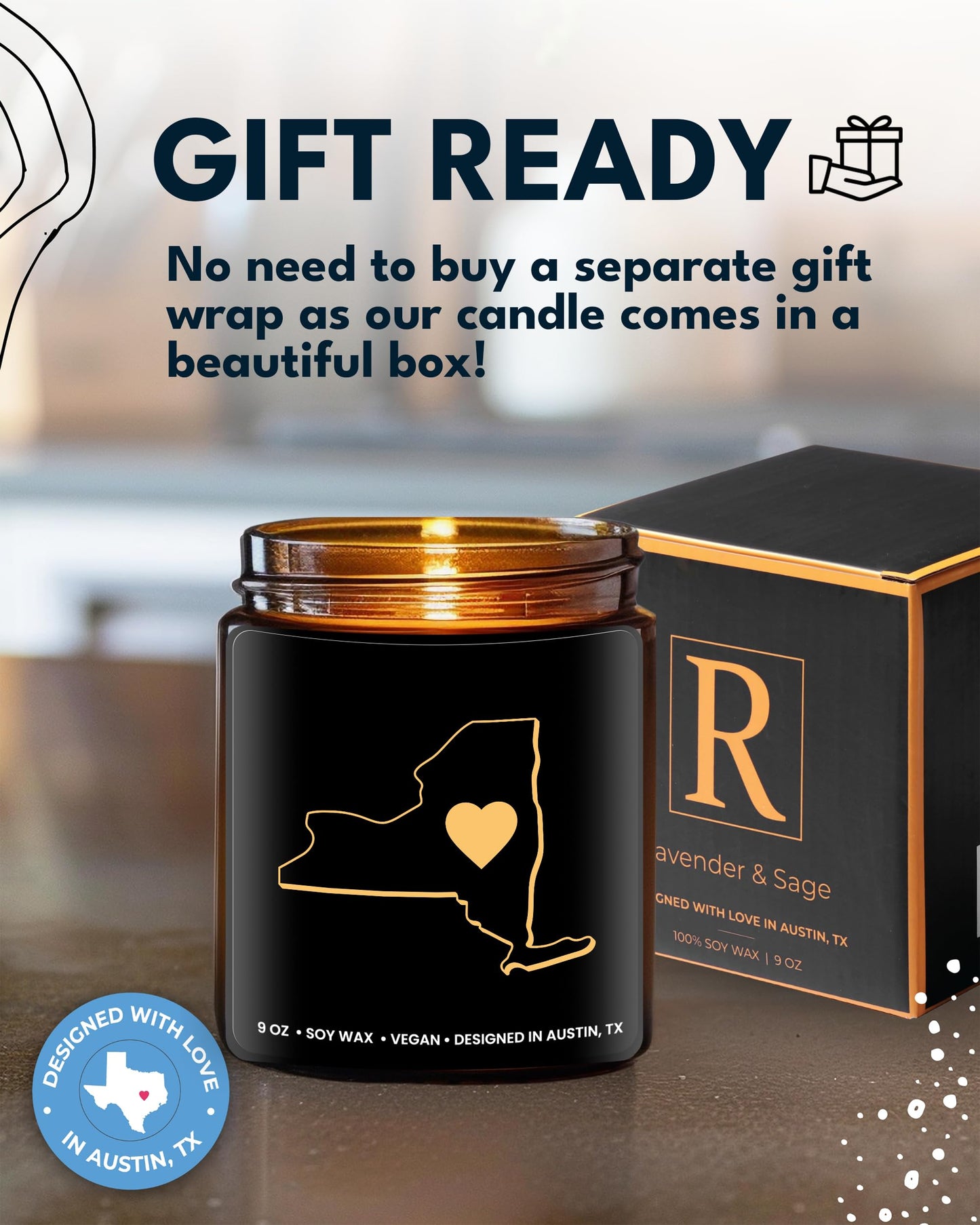 New York Candle, Sentimental House Warming Gifts for Women & Men, Unique New York Themed Souvenir, Ideal Moving Away and Home Sick Gifts, Perfect for Birthday, Christmas, Special Occasions, Gift Ready