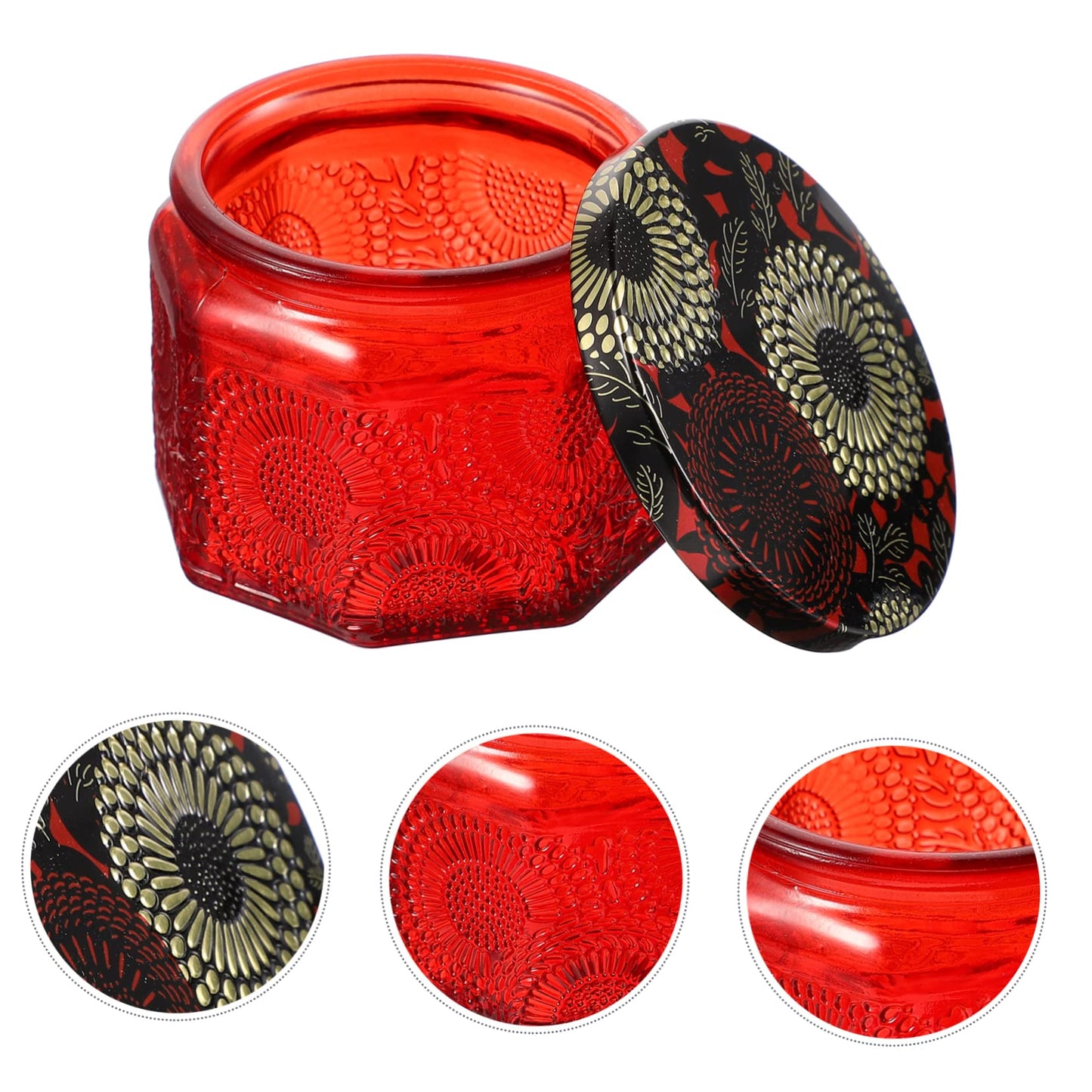 jojofuny 14pcs Glass Candle Containers Lids Embossed Jar Lids for Modern Decor Reusable Storage Can for Candle Making for DIY Gifts