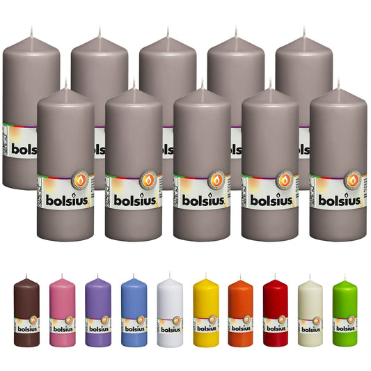 BOLSIUS 10 Grey Pillar Candles - 2.25 x 6 Inches - Premium European Quality - Individually Wrapped - 42 Burn Hours - Dripless Smokeless Unscented Dinner, Wedding, Party, & Restaurant Gray Candles