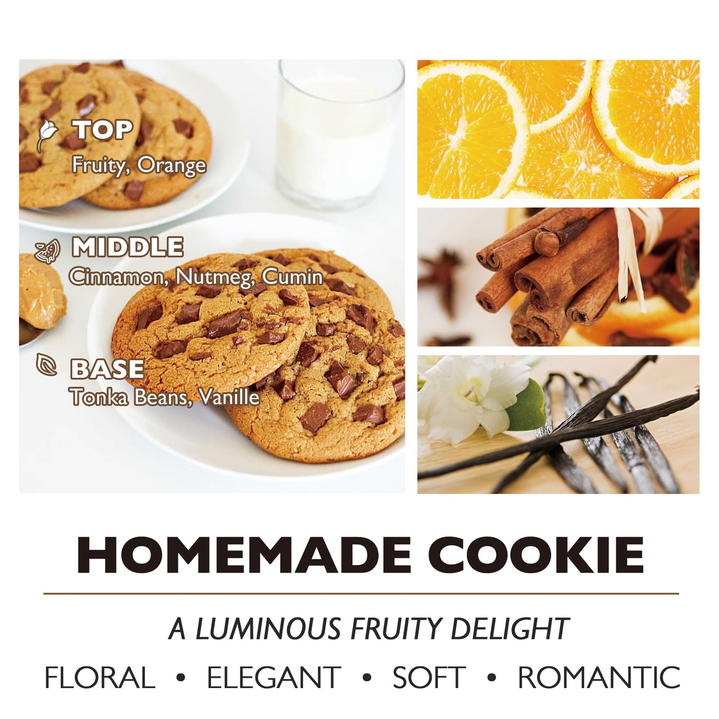 HomeLights Scented Candles, Large Jar Aromatherapy, Natural Soy Wax, 130 Hours Long Burning Gift, Homemade Cookie