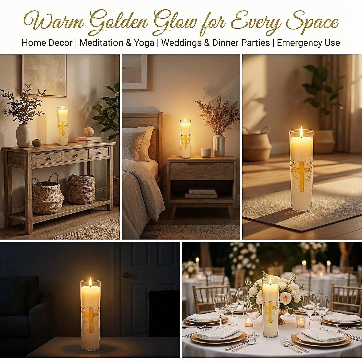 Eechen Charm 128 Hours Long Burning Beeswax Candles,Pure Beeswax Pillar Candles in Glass Jar,Unscented Natural Beeswax Prayer Candles for Religious Ceremony,Memorial,Vigil,Emergency (White)