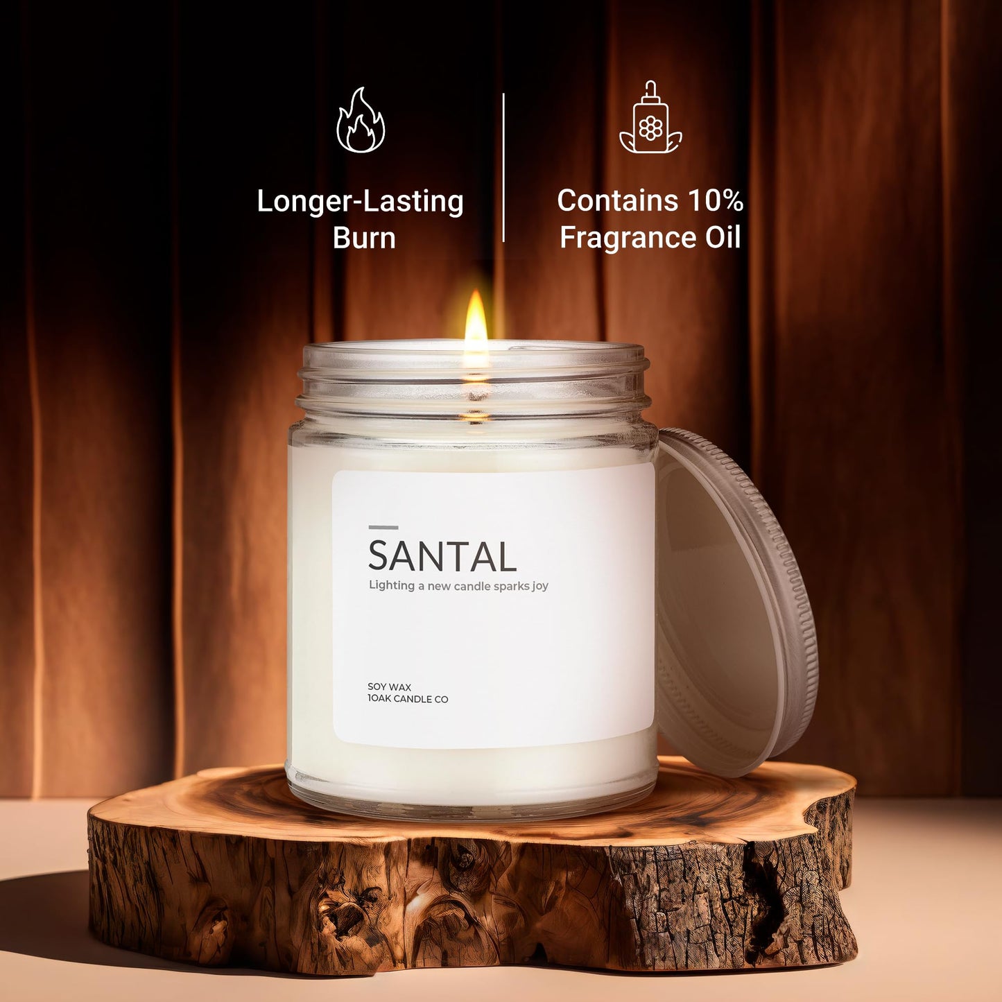 1OAK Santal Candle (Santal) - Soy Wax Scented Candle - Candles for Home Scented - Long Burning Candles Premium - Hand-Poured (7oz.)
