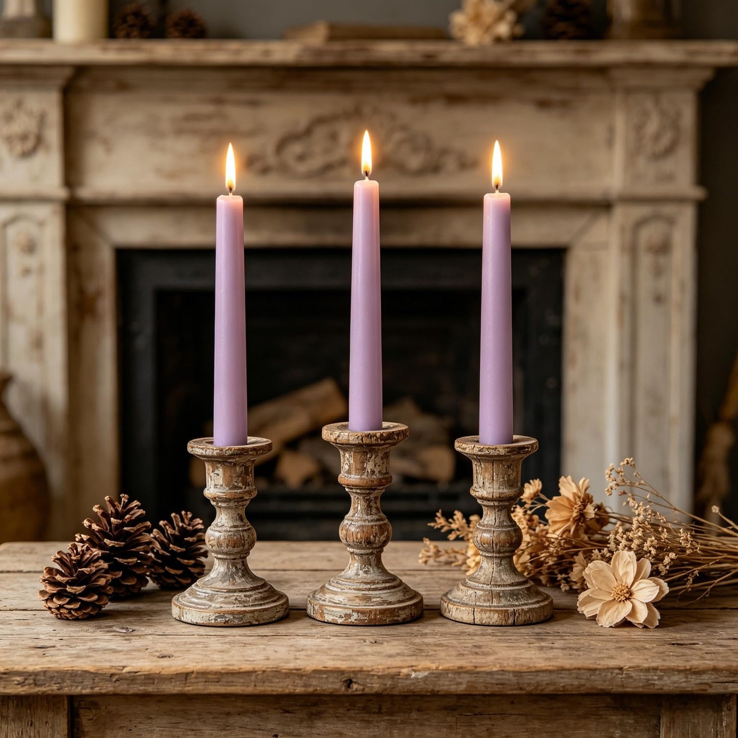 20-Pack Light Purple Taper Candles Unscented, 10 Inch Tall Dinner Table Candlestick for Wedding Centerpieces, Bulk Tapered Candles Smokeless Dripless, Lavender Decorative Candle for Home Decor
